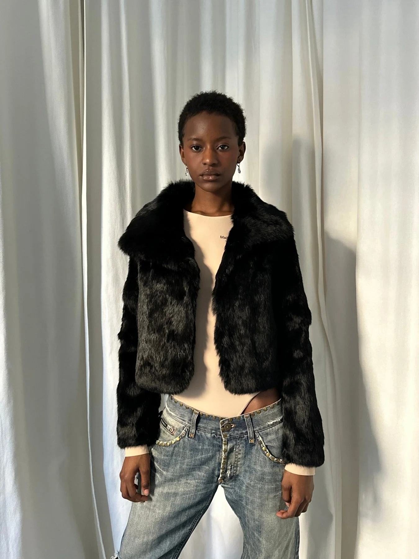 00s Barbie Rabbit Fur Cropped Jacket - Image 2