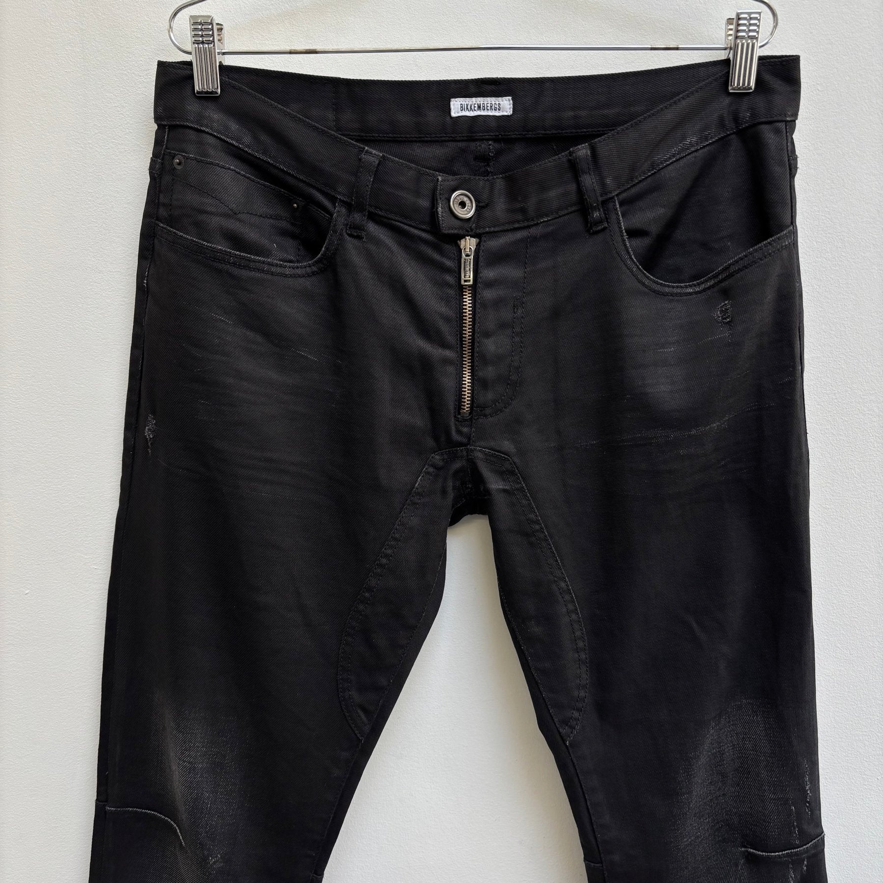 00s Dirk Bikkembergs Distressed Waxed Skinny Jeans - Image 3