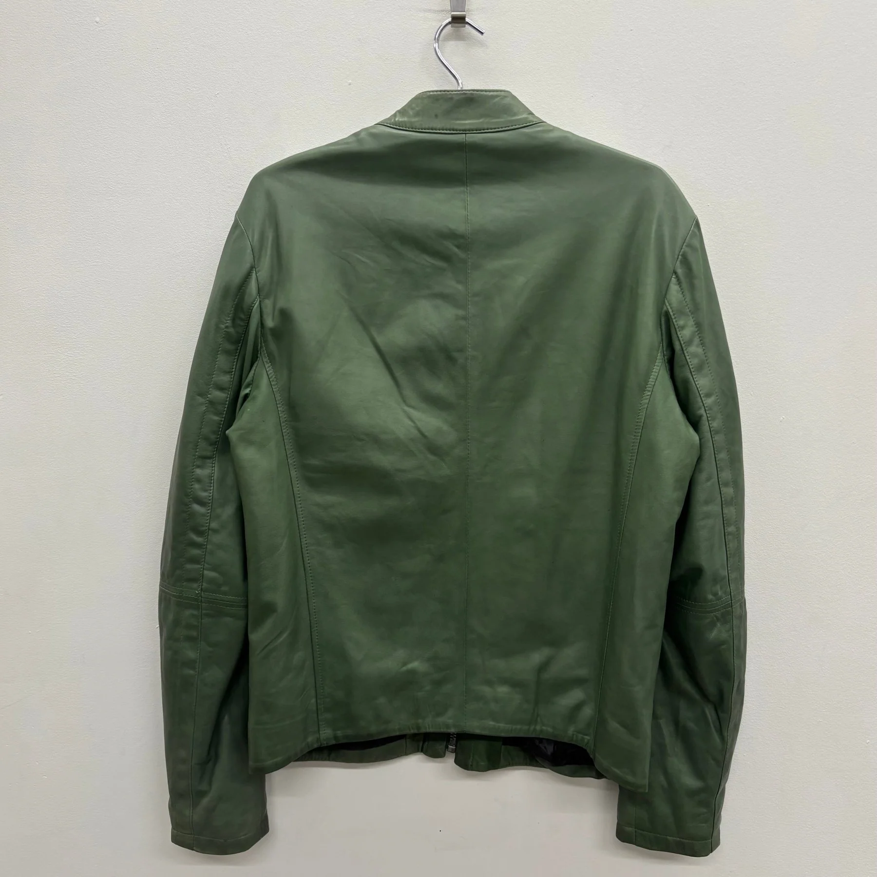 00s Dirk Bikkembergs Green Leather Biker Jacket - Image 2