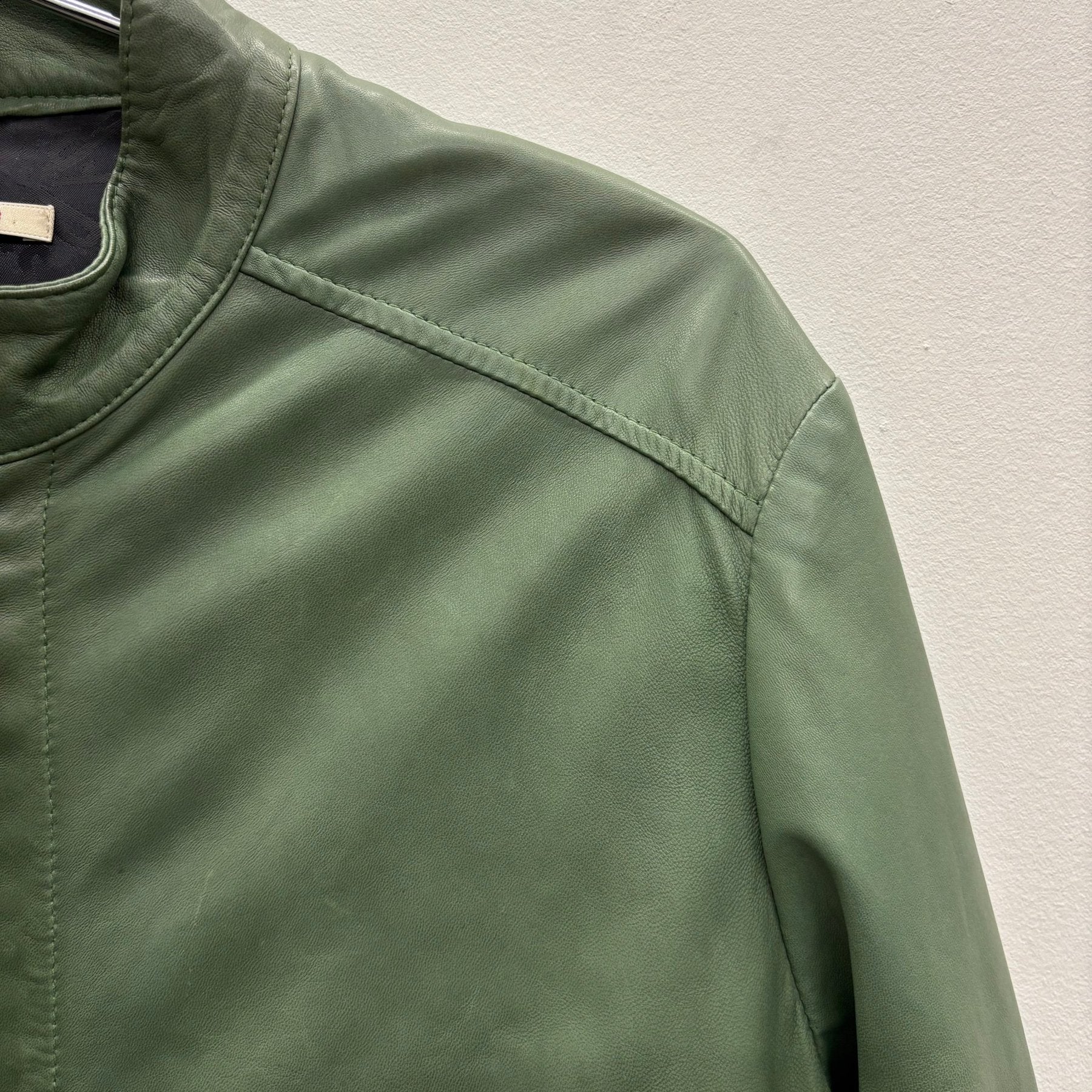 00s Dirk Bikkembergs Green Leather Biker Jacket - Image 3