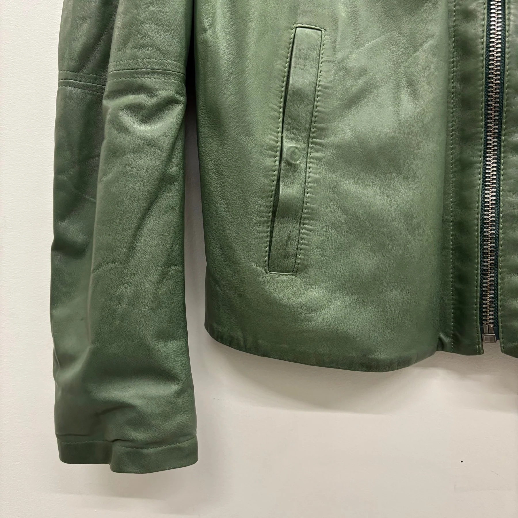 00s Dirk Bikkembergs Green Leather Biker Jacket - Image 5