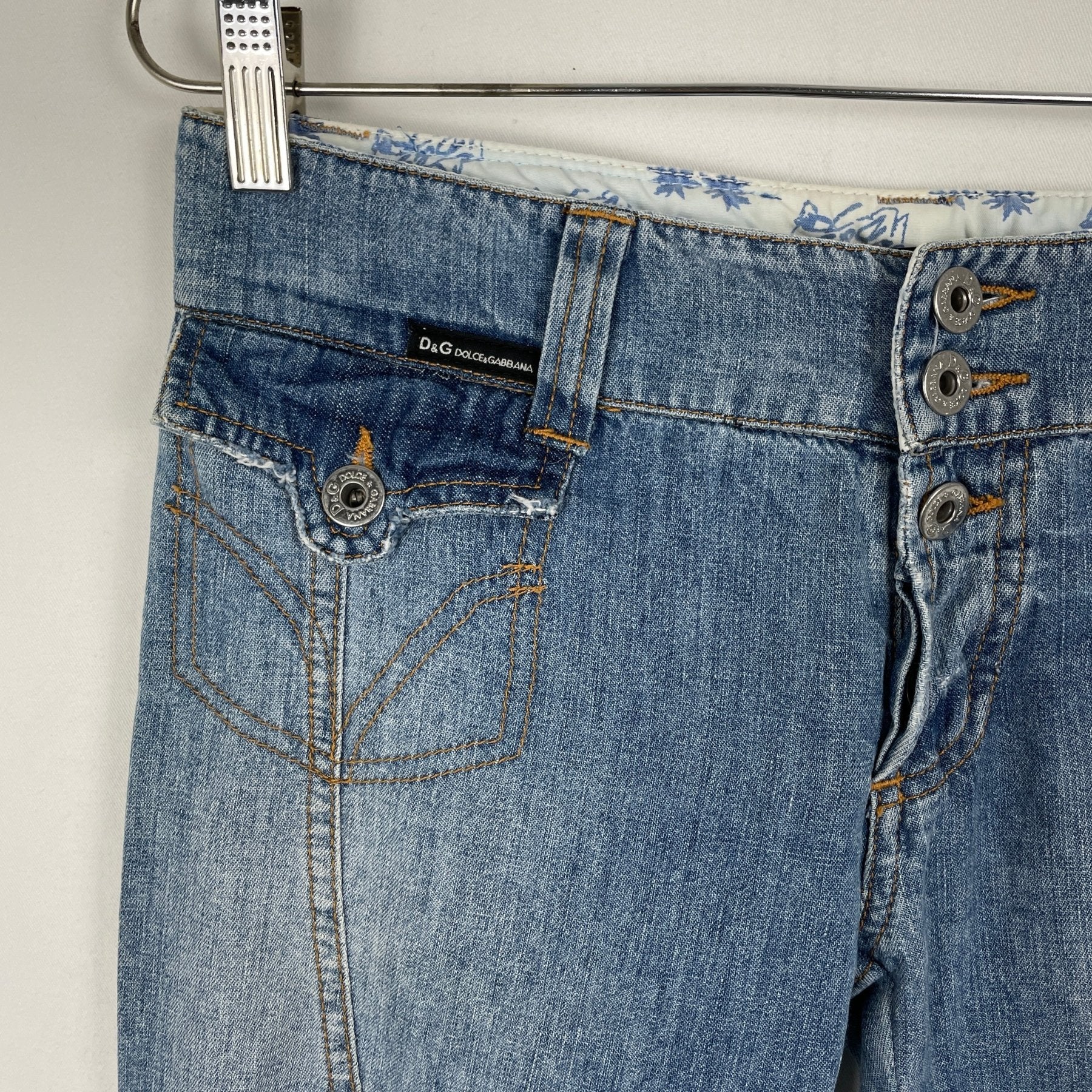00s Dolce & Gabanna Bleach Dye Denim Capris - Image 3