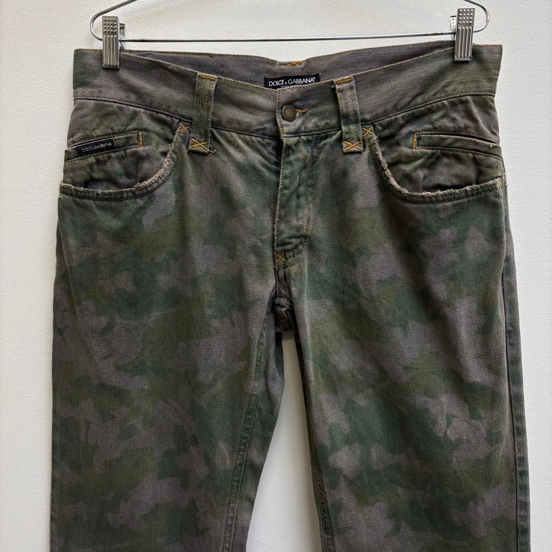 00s Dolce & Gabbana Camouflage Straight Jeans - Image 3