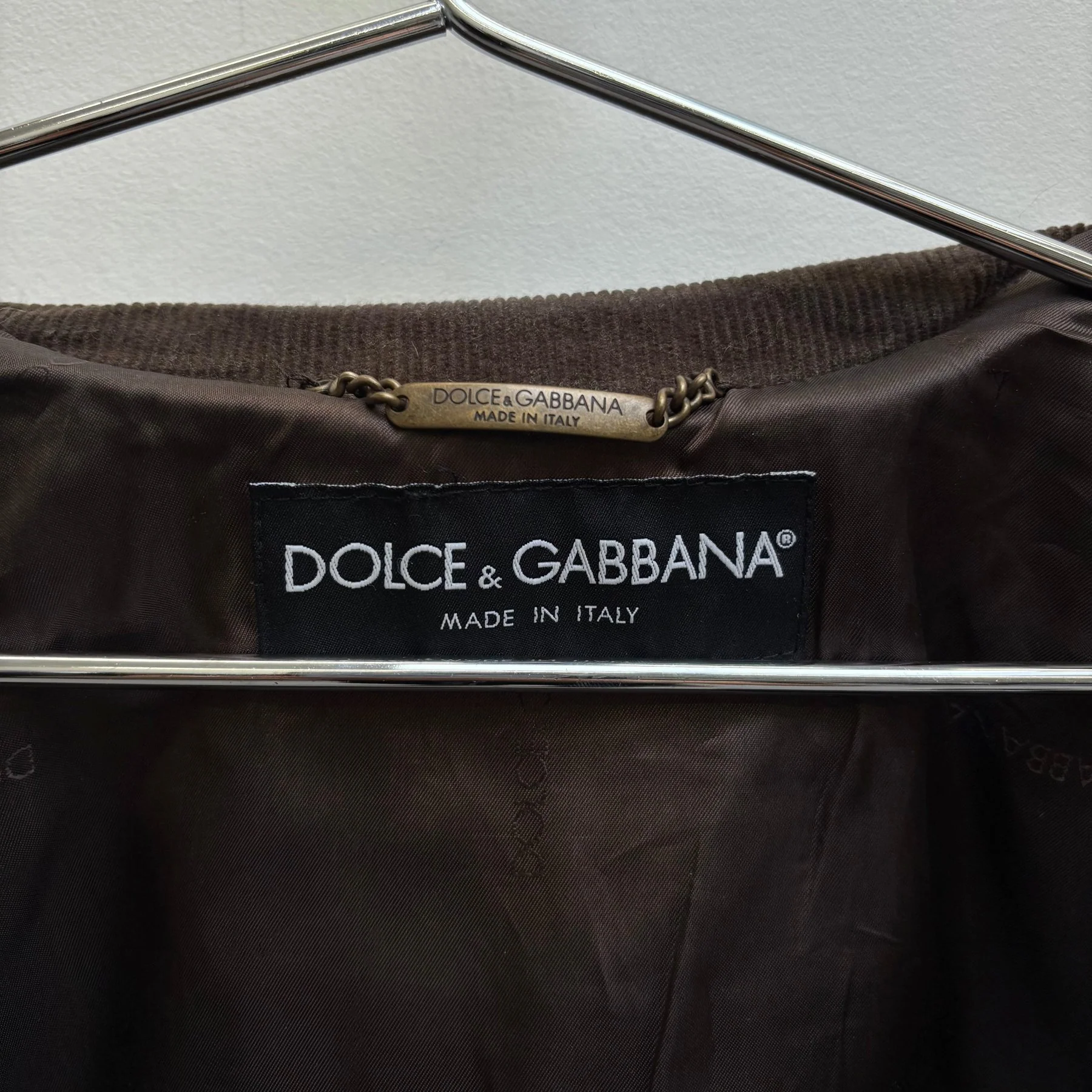 00s Dolce & Gabbana Corduroy Collar Lambskin Leather Jacket - Image 10