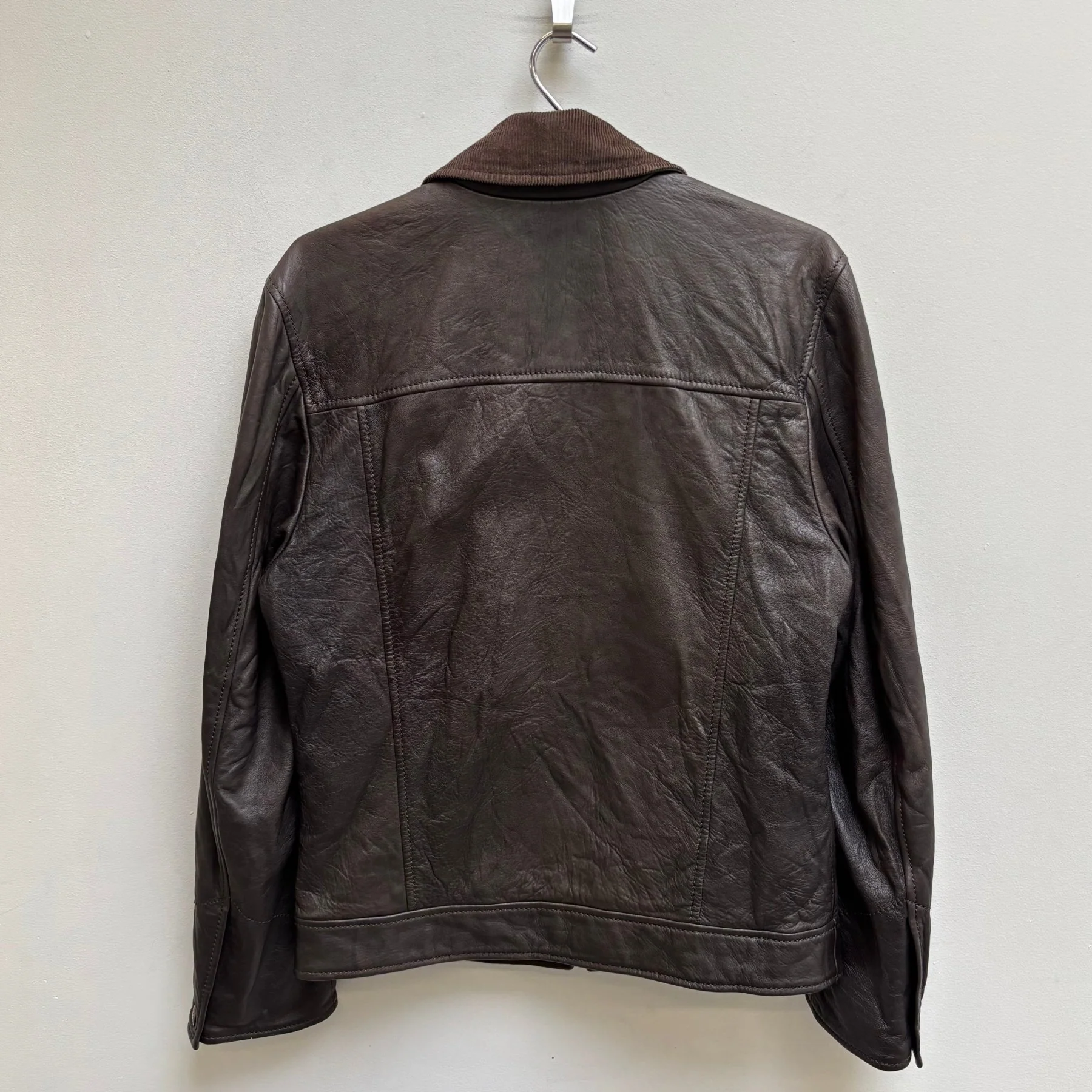 00s Dolce & Gabbana Corduroy Collar Lambskin Leather Jacket - Image 2