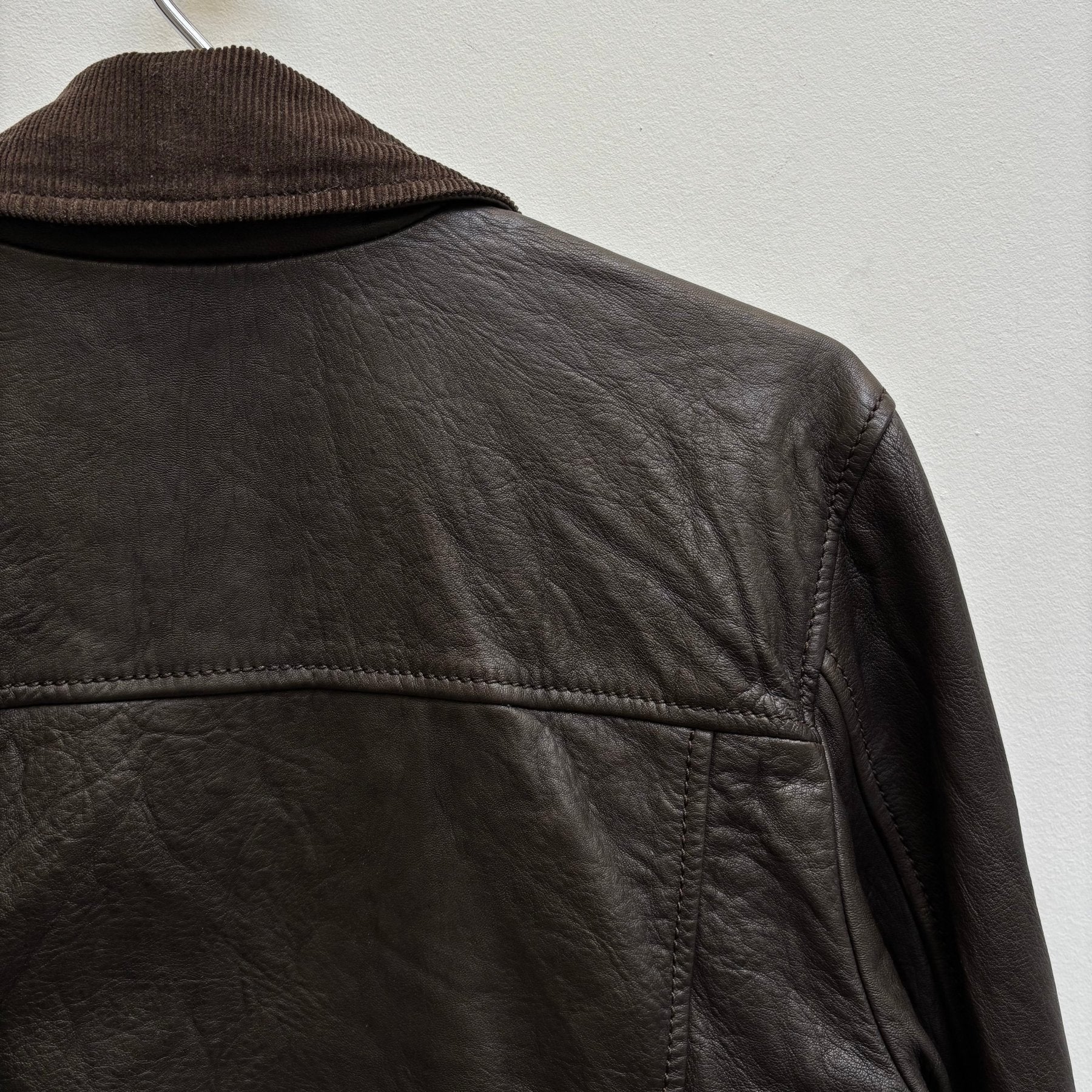 00s Dolce & Gabbana Corduroy Collar Lambskin Leather Jacket - Image 7