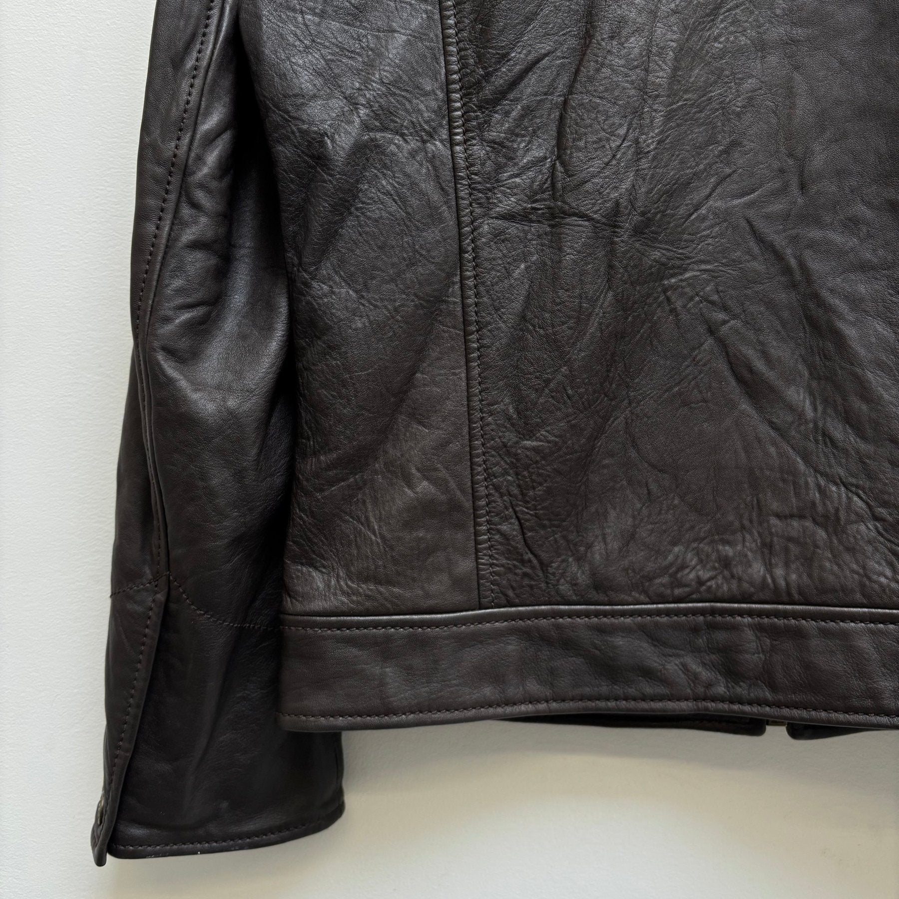 00s Dolce & Gabbana Corduroy Collar Lambskin Leather Jacket - Image 8