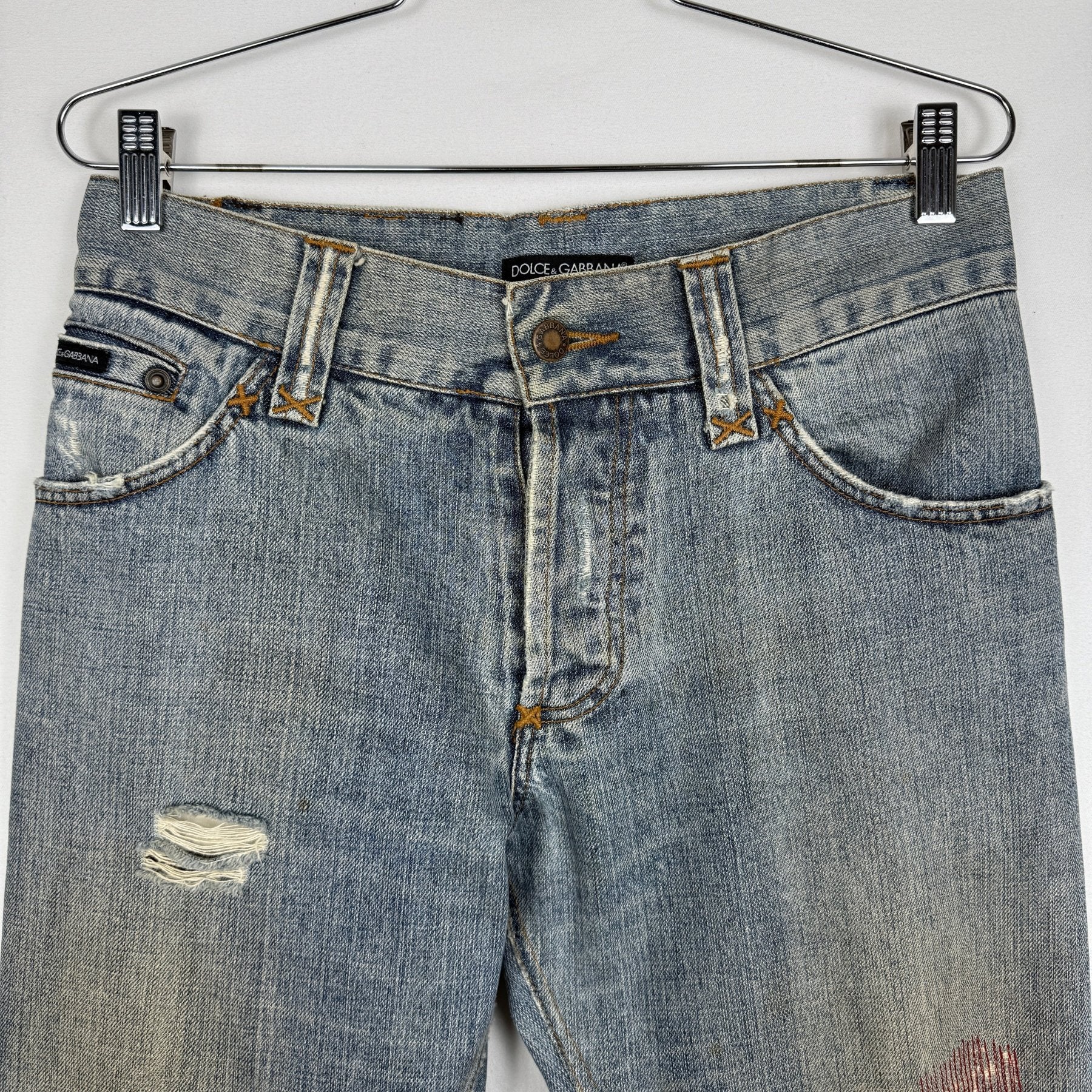 00s Dolce&Gabbana Distressed Tapered Jeans - Image 3