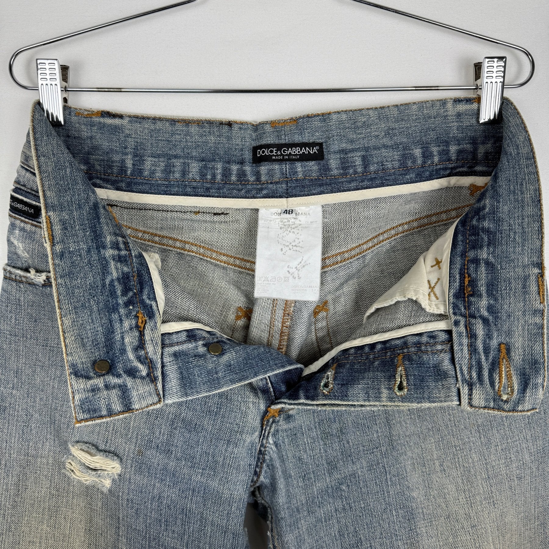 00s Dolce&Gabbana Distressed Tapered Jeans - Image 8