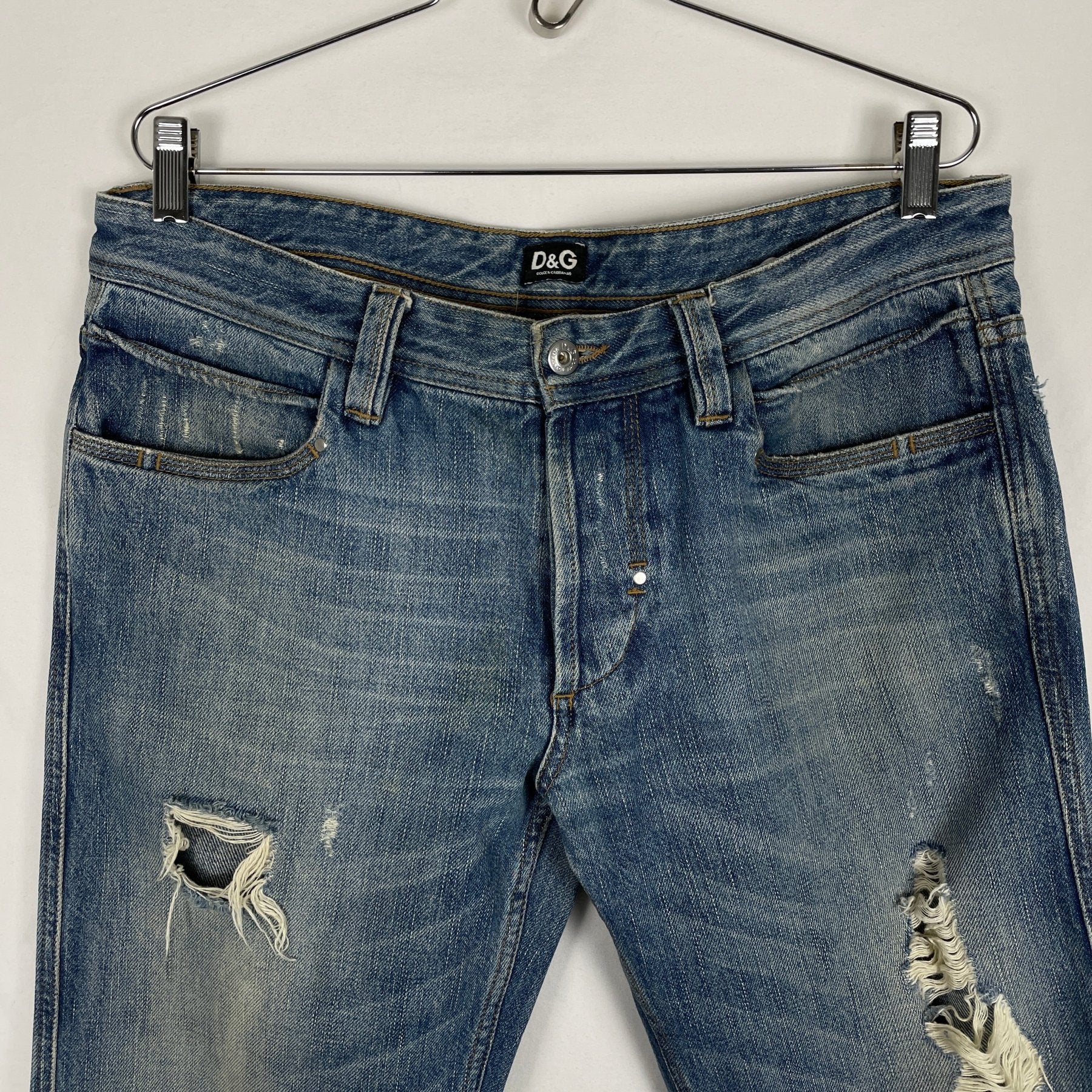 00s Dolce&Gabbana Distressed Low Rise Jeans - Image 2