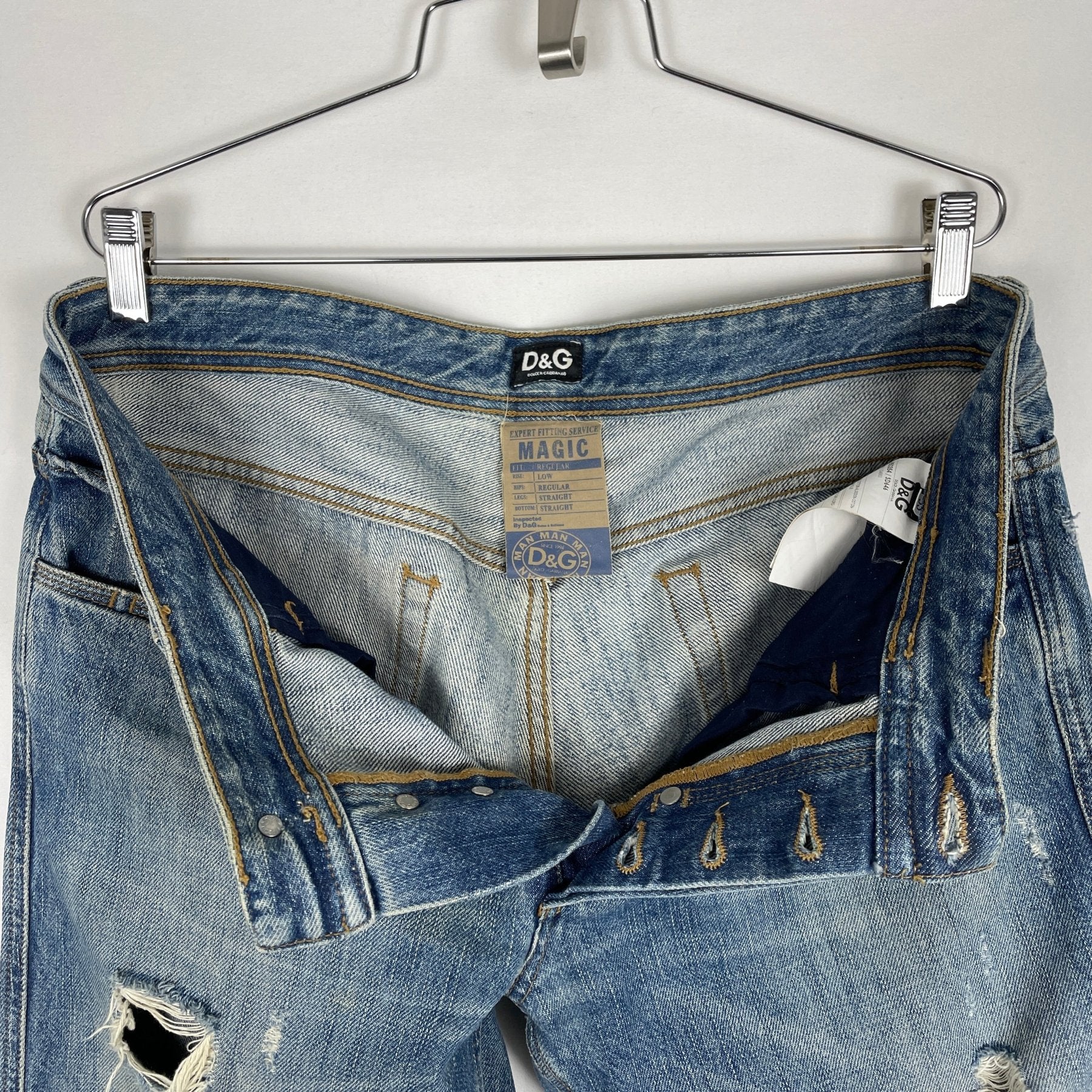 00s Dolce&Gabbana Distressed Low Rise Jeans - Image 6