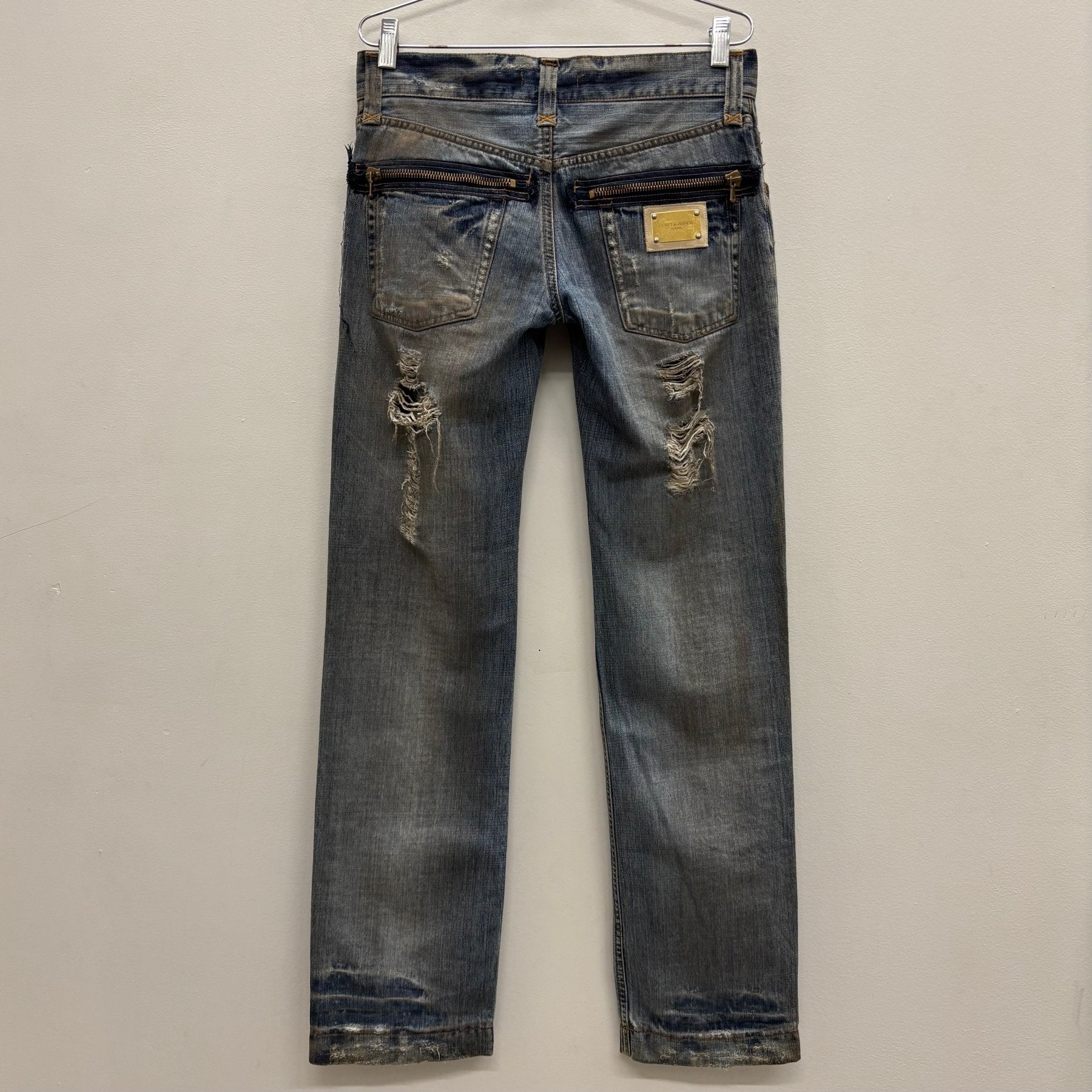 00s Dolce & Gabbana Mud Wash Distressed Straight Leg Jeans - Image 2