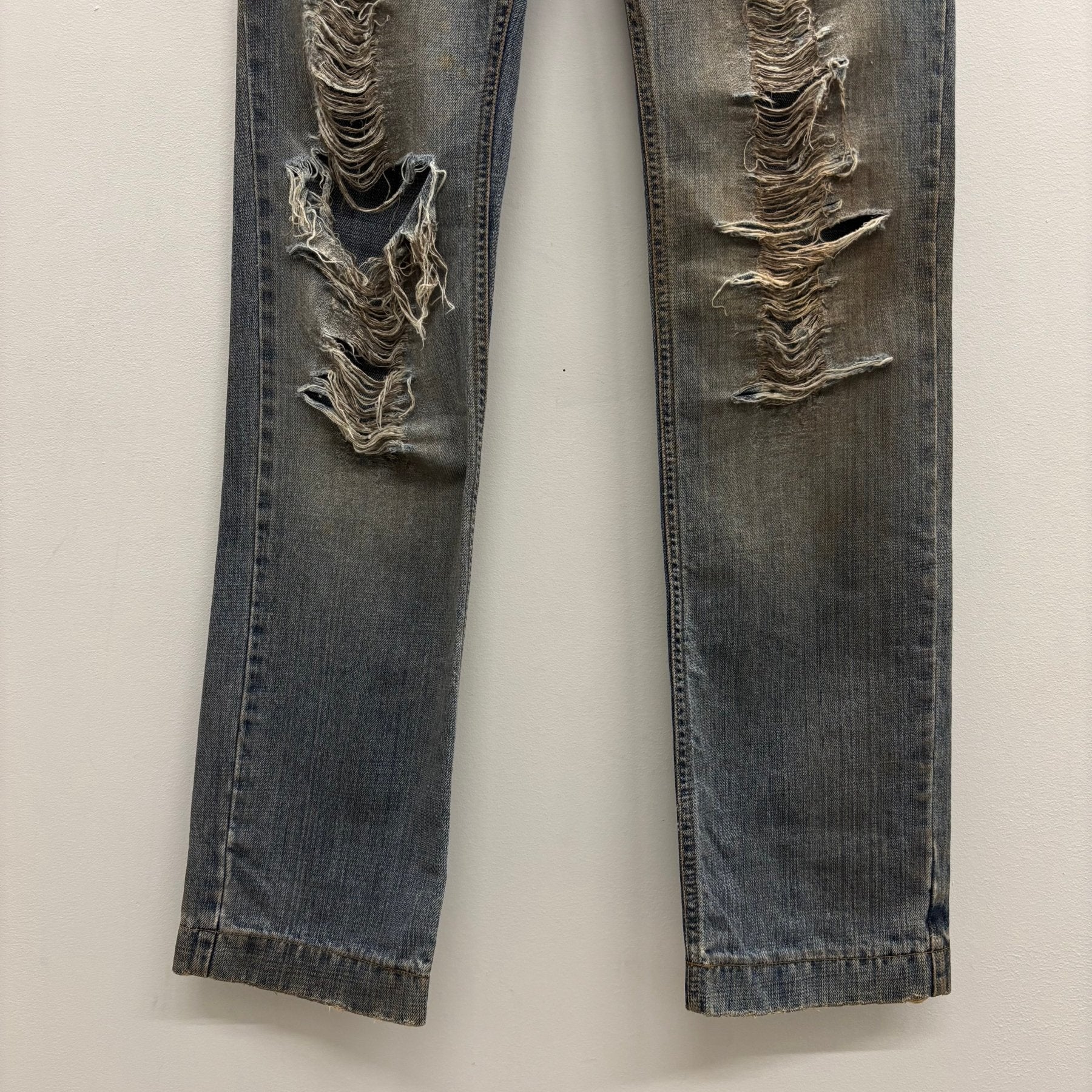00s Dolce & Gabbana Mud Wash Distressed Straight Leg Jeans - Image 4