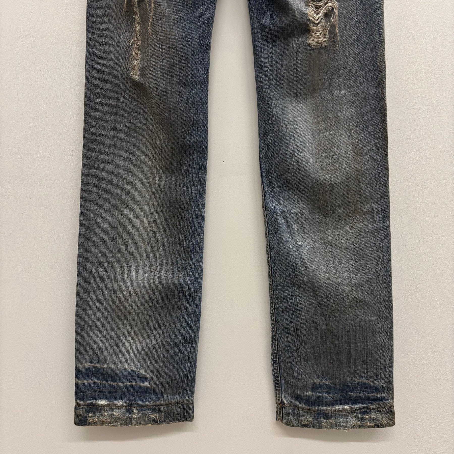 00s Dolce & Gabbana Mud Wash Distressed Straight Leg Jeans - Image 9