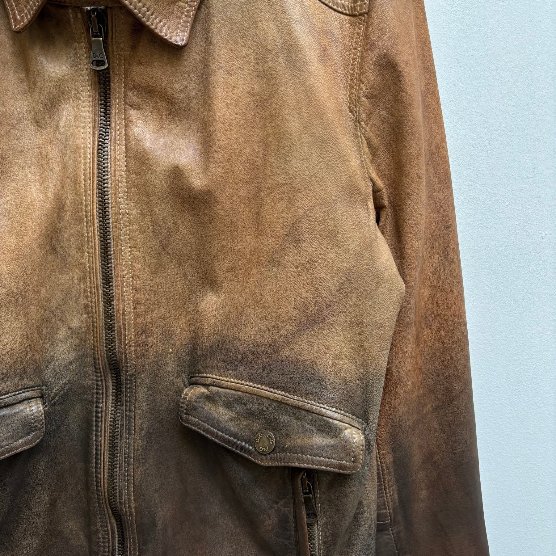 SS10 Dolce & Gabbana Ombré Lambskin Leather Jacket - Image 4