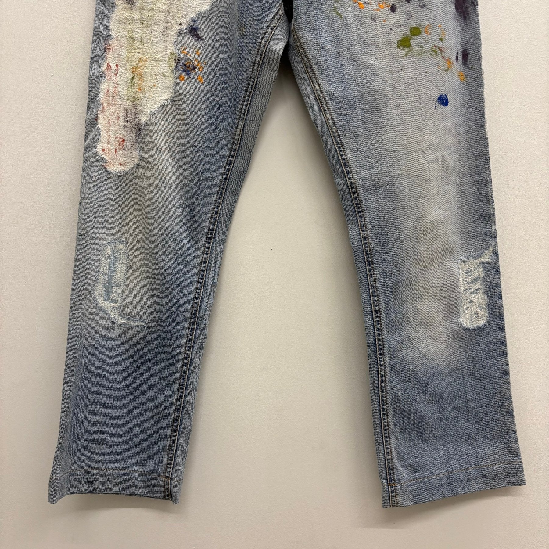 00s Dolce & Gabbana Paint Splattered Distressed Jeans - Image 4
