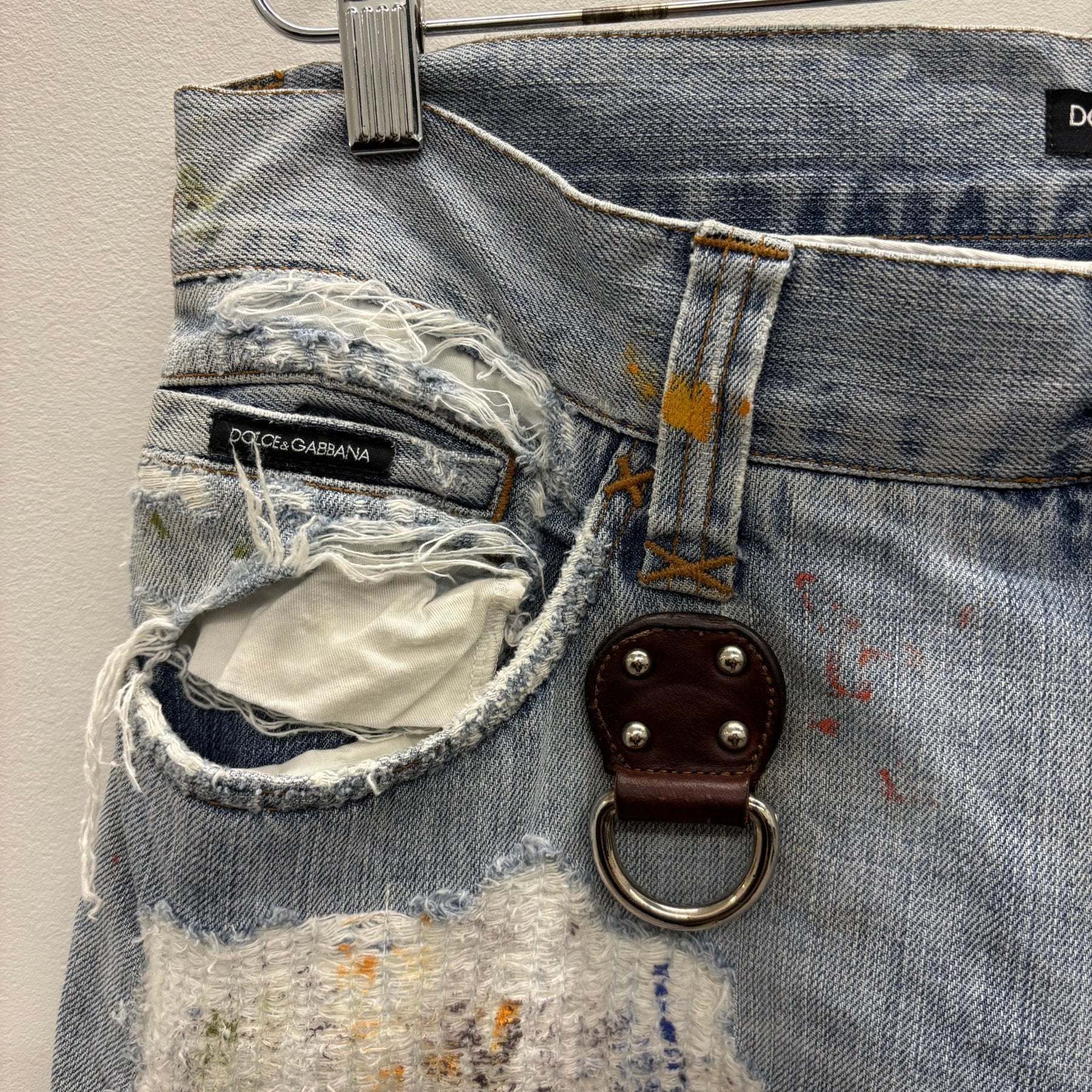 00s Dolce & Gabbana Paint Splattered Distressed Jeans - Image 5