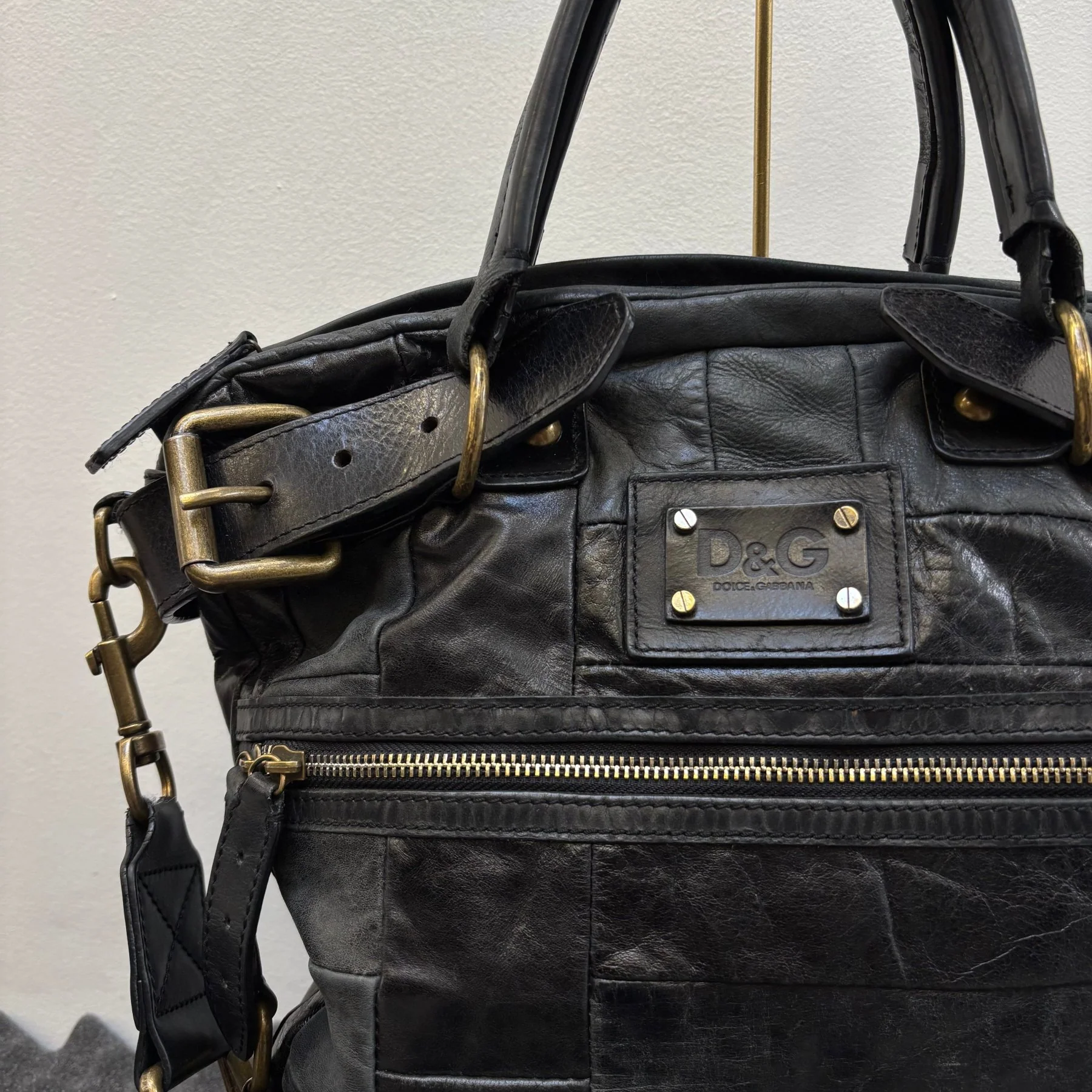 00s Dolce & Gabbana Patchwork Leather Shoulder Bag - Image 6