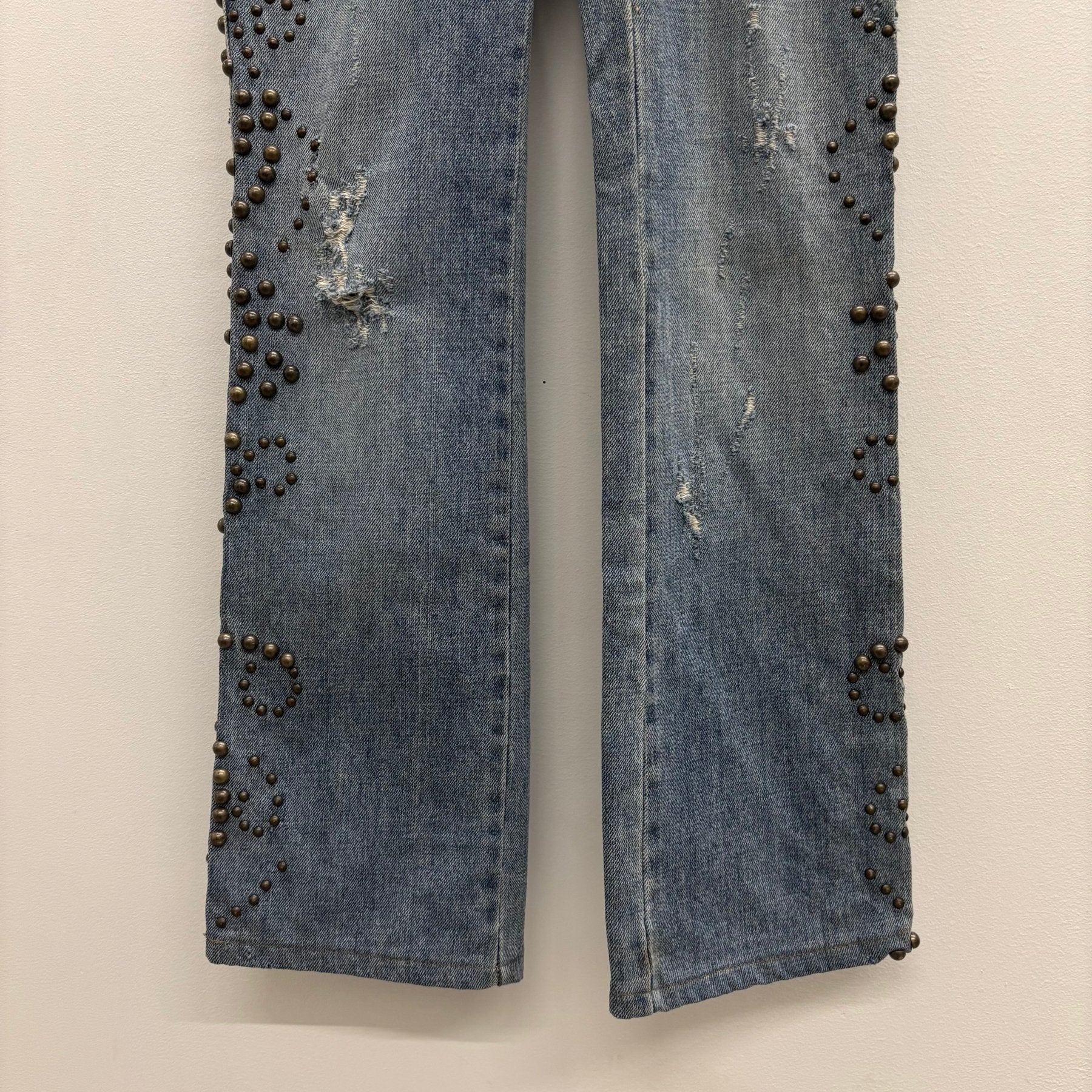 00s Dolce & Gabbana Studded Fur Pocket Jeans - Image 4