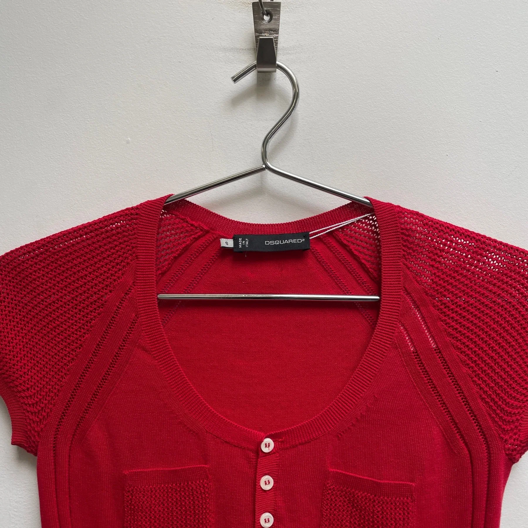 00s Dsquared2 Knit Mesh Sleeve T-Shirt - Image 3