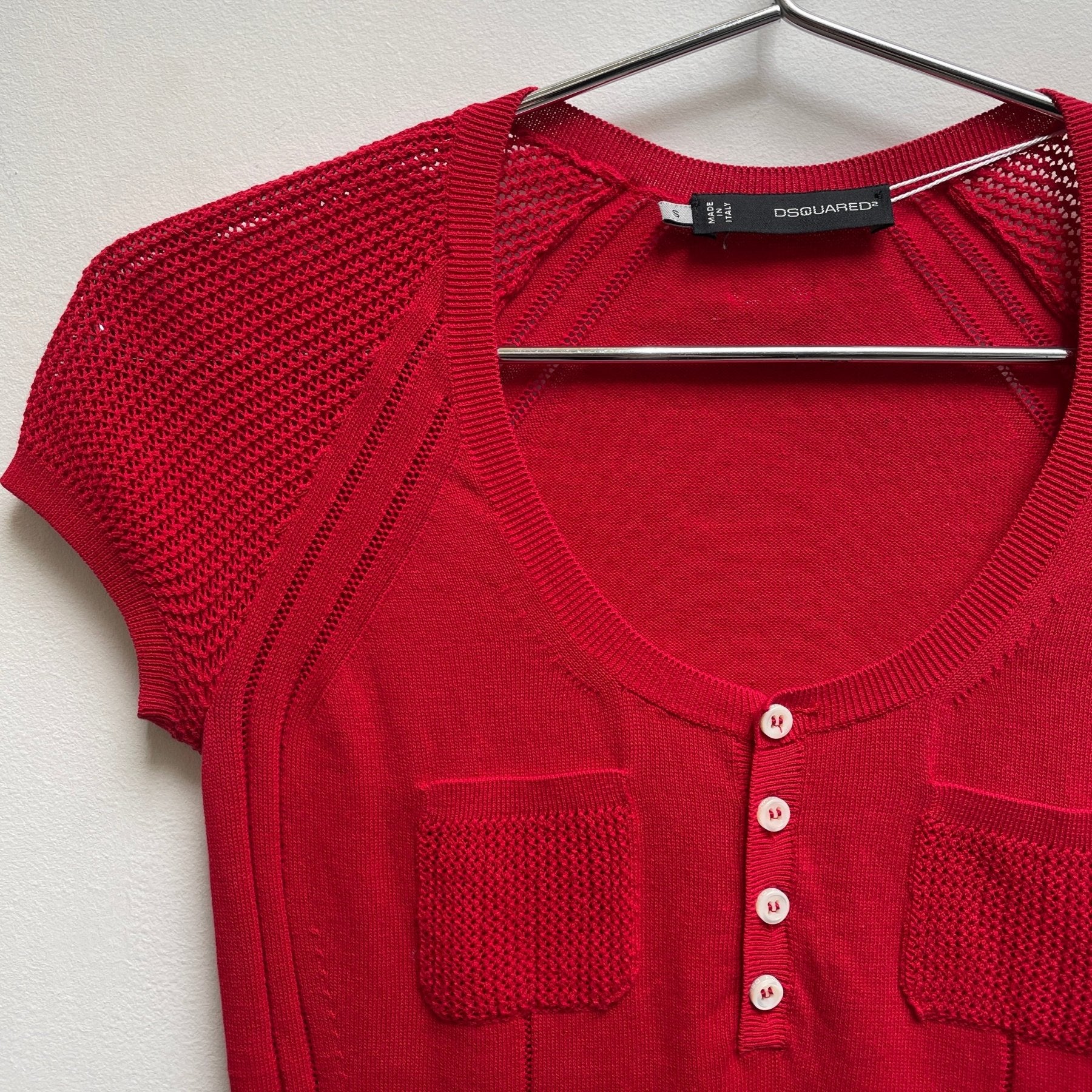 00s Dsquared2 Knit Mesh Sleeve T-Shirt - Image 4