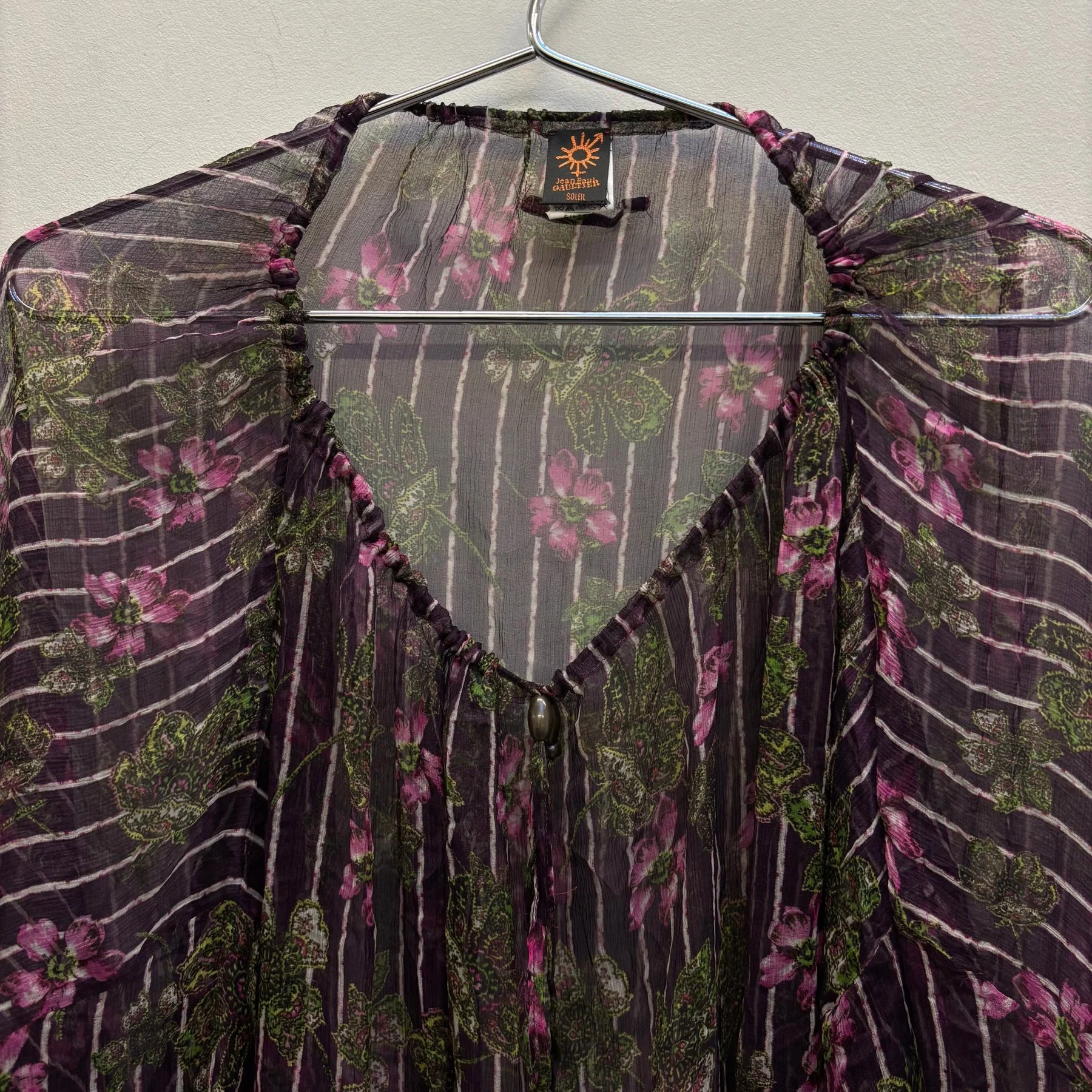 00s Jean Paul Gaultier Soleil Sheer Floral Cover Up Dress - Image 5