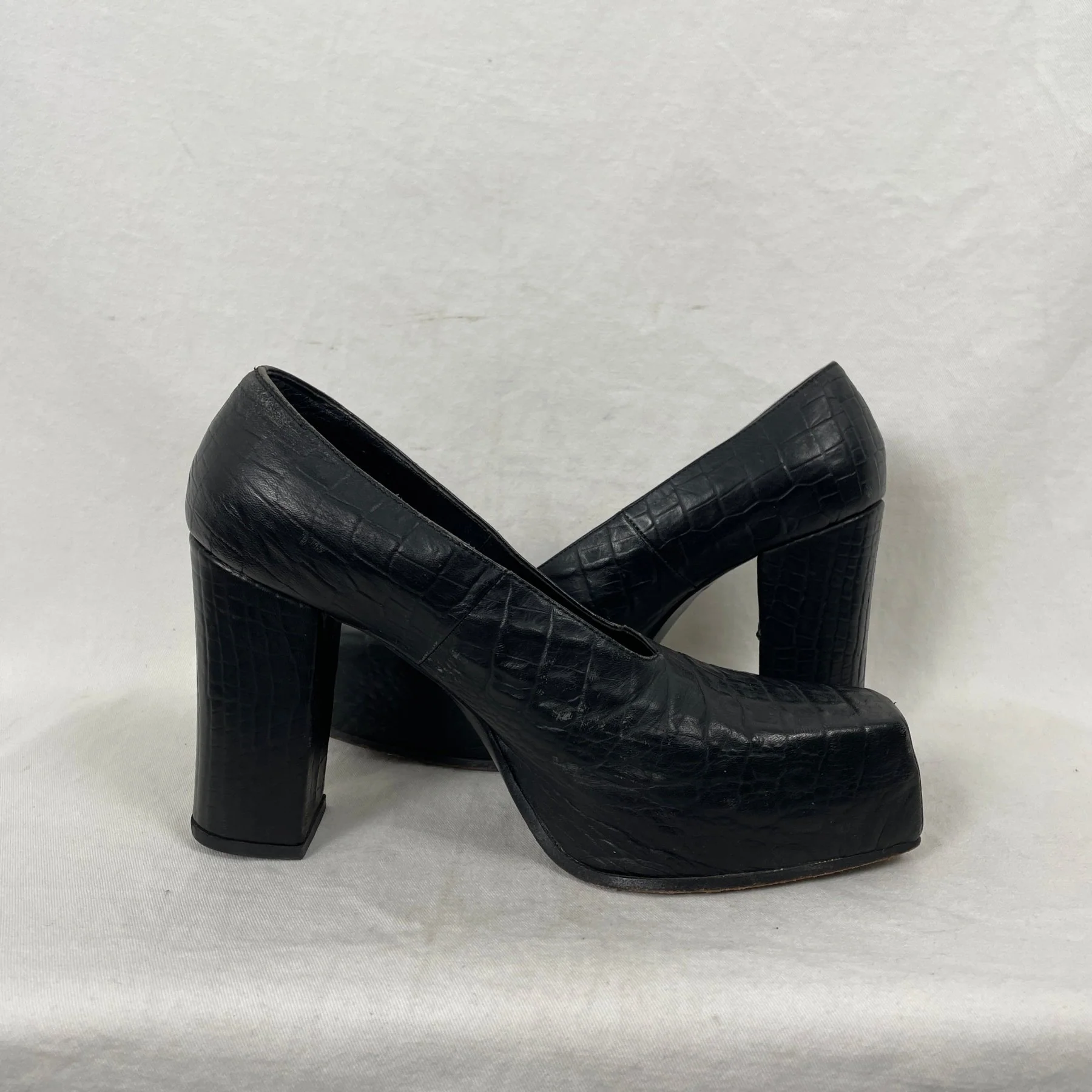 00s Junya Watanabe Square Toe Croc Heels - Image 4