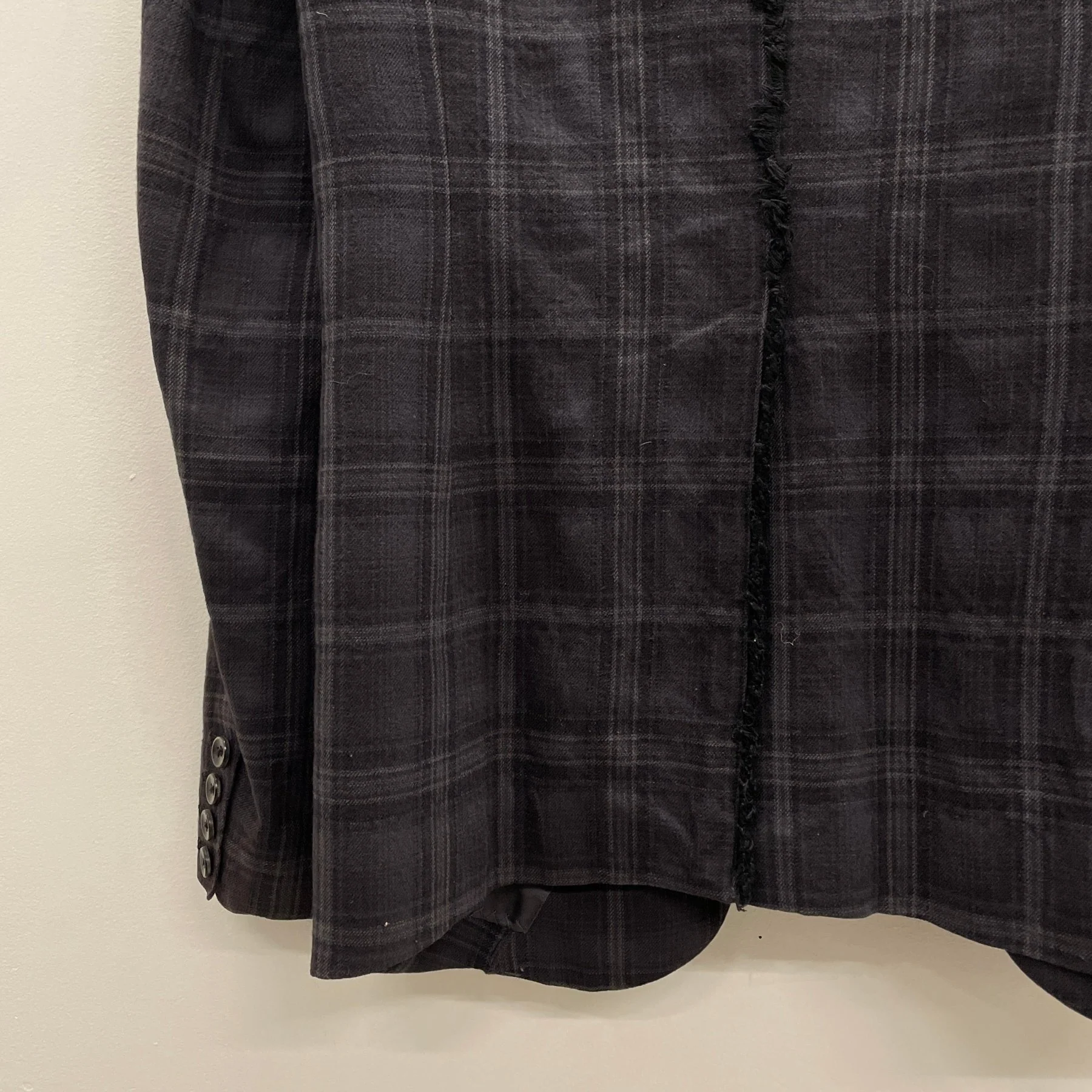 00s Le Grand Blue Plaid Frayed Blazer - Image 8