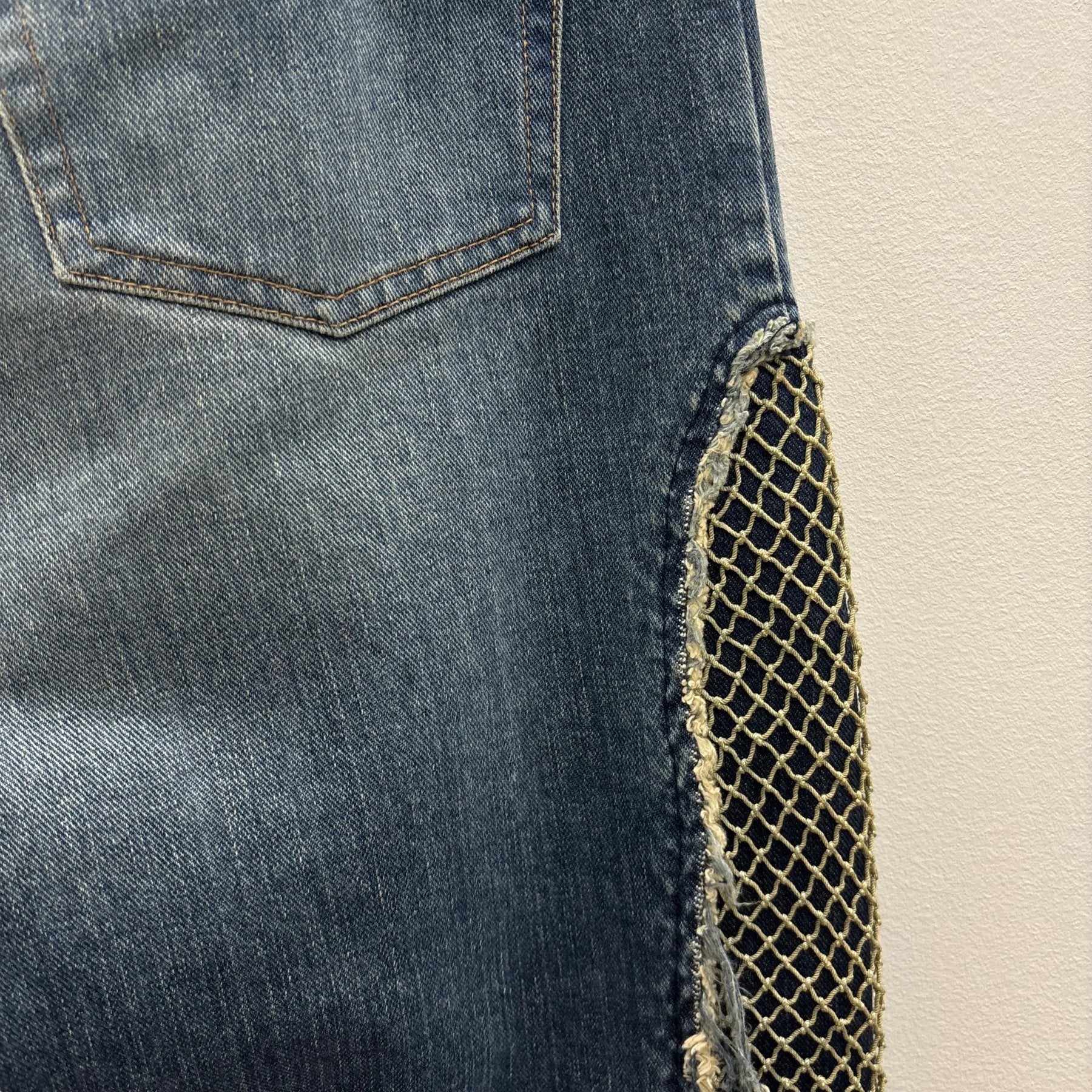 00s Mihara Yasuhiro Netted Side Jeans - Image 10