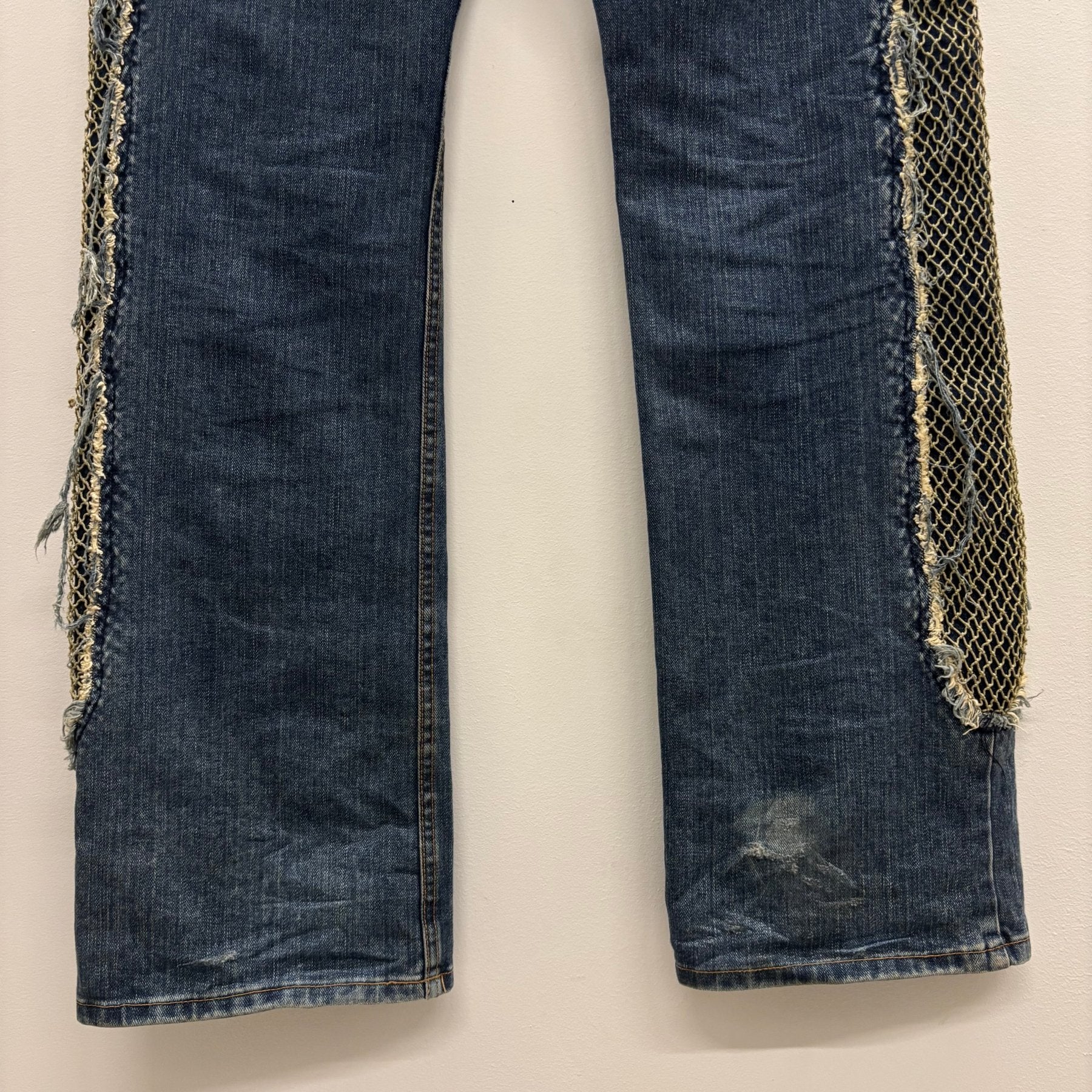 00s Mihara Yasuhiro Netted Side Jeans - Image 9