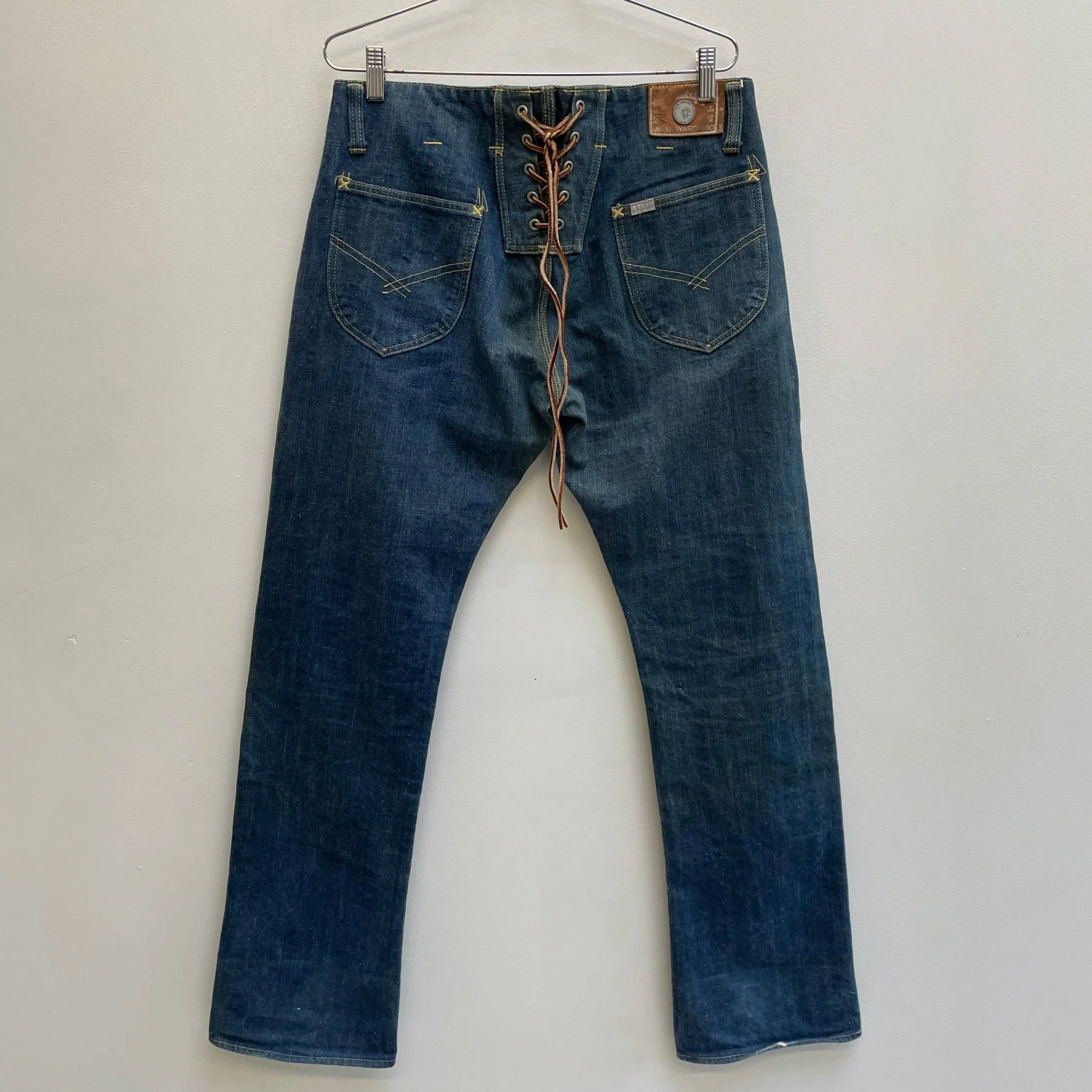 00s Mihara Yasuhiro X Sugar Cane Tie Back Selvedge Denim Jeans - Image 2
