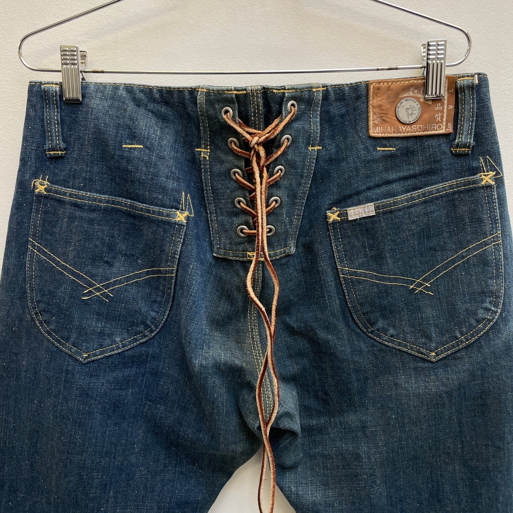 00s Mihara Yasuhiro X Sugar Cane Tie Back Selvedge Denim Jeans - Image 6