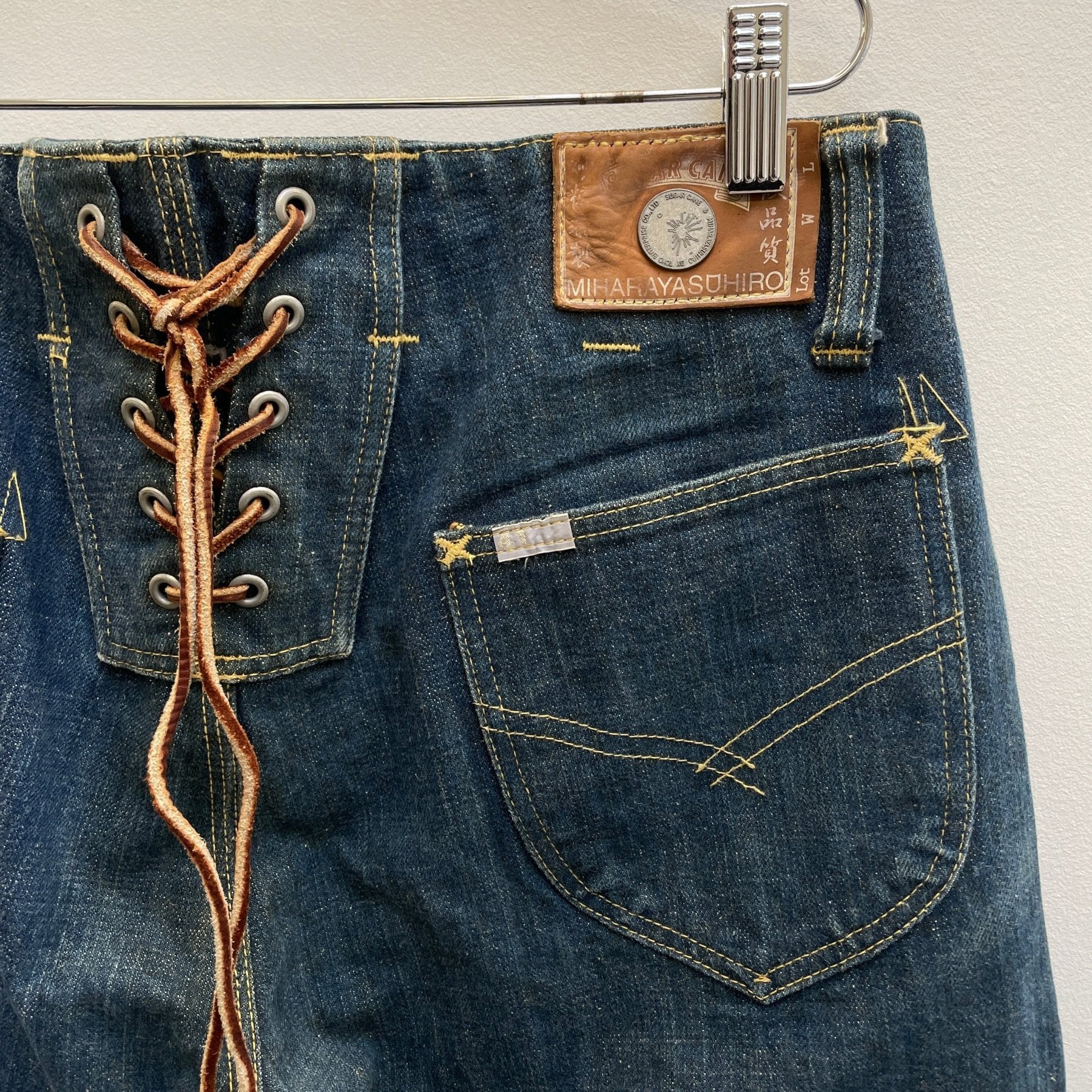 00s Mihara Yasuhiro X Sugar Cane Tie Back Selvedge Denim Jeans - Image 7
