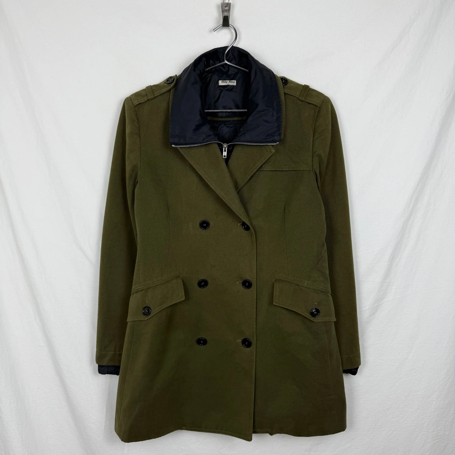 00s Miu Miu Double Layered Military Top Coat - Image 2