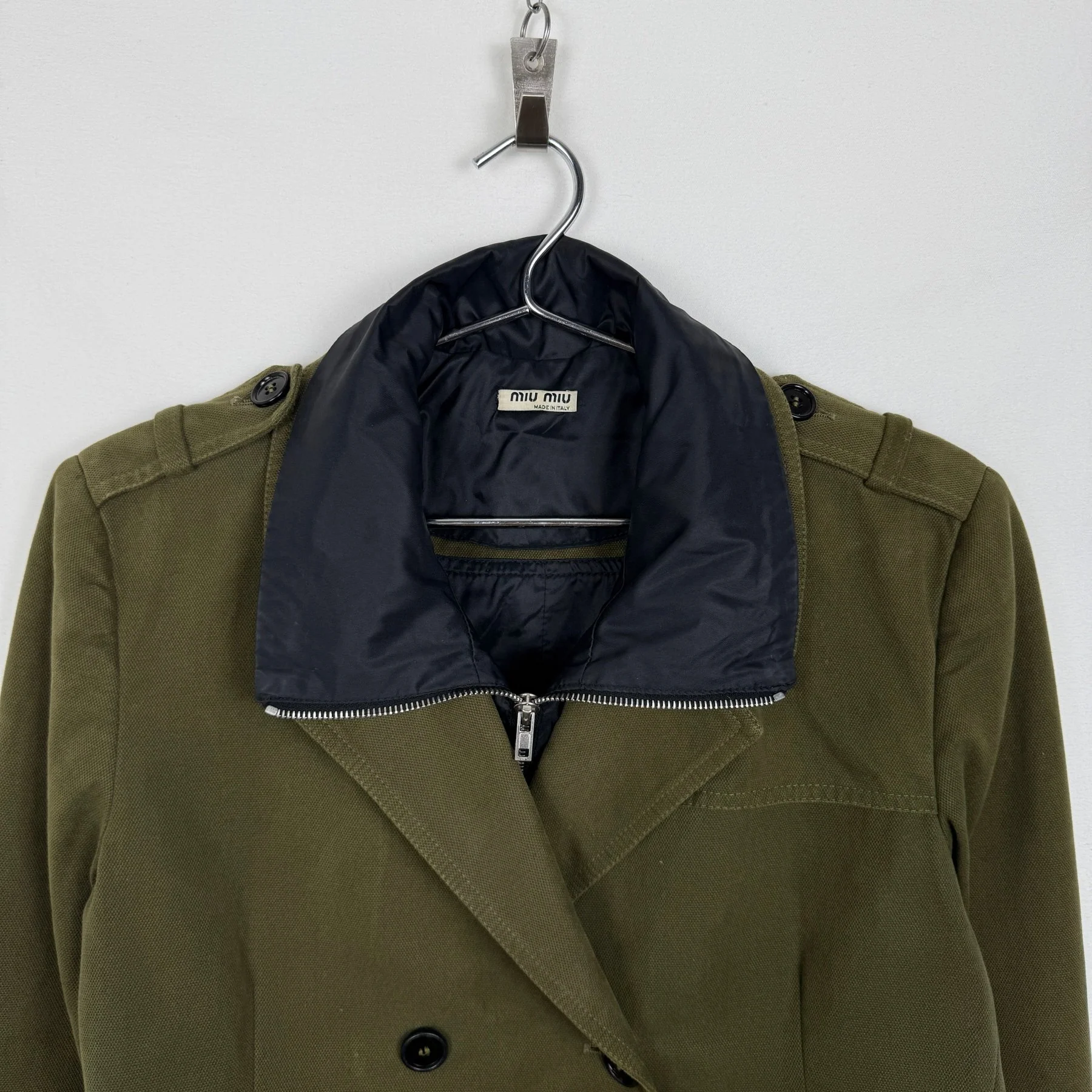 00s Miu Miu Double Layered Military Top Coat - Image 4