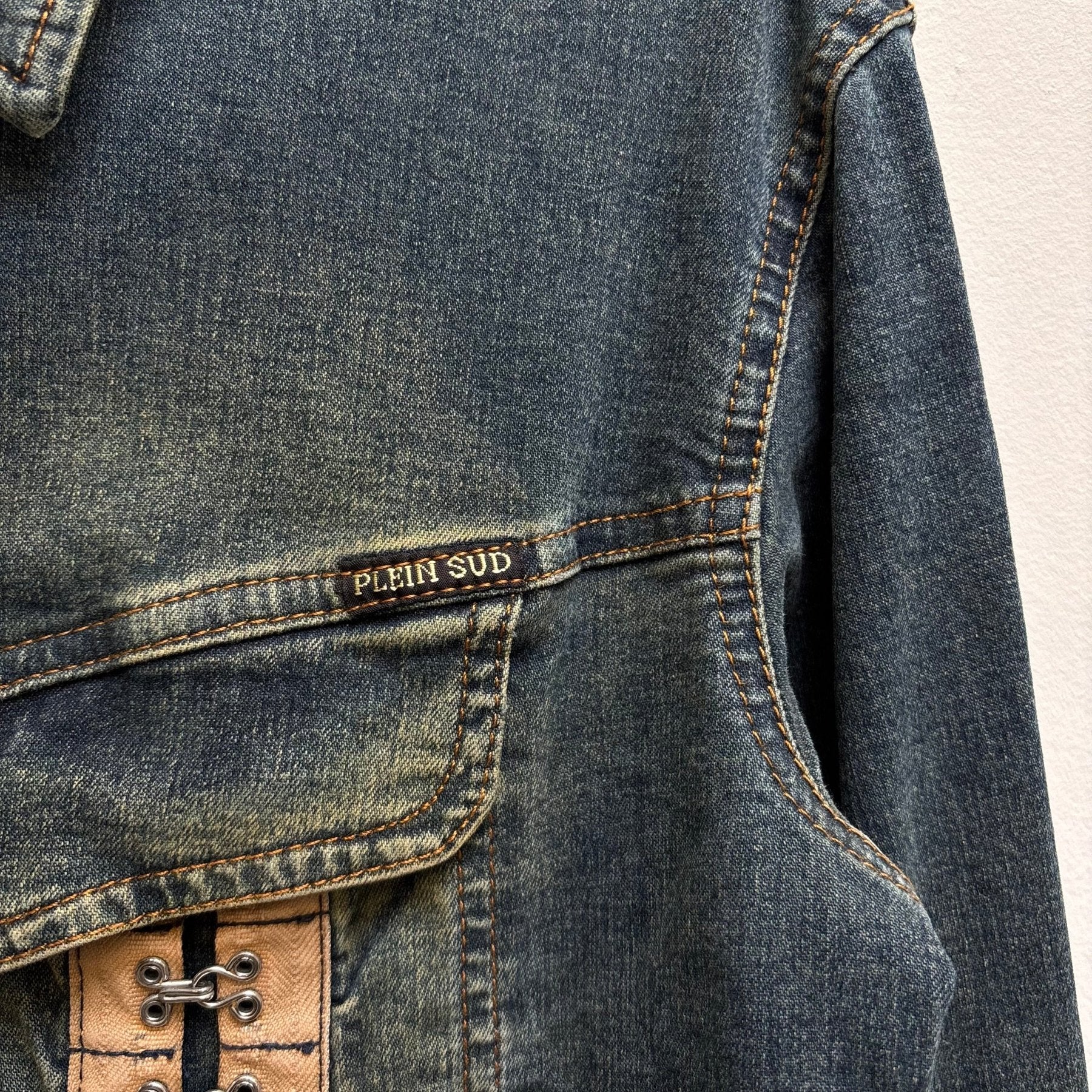 00s Plein Sud Distressed "Lee Rider" Style Denim Jacket - Image 6