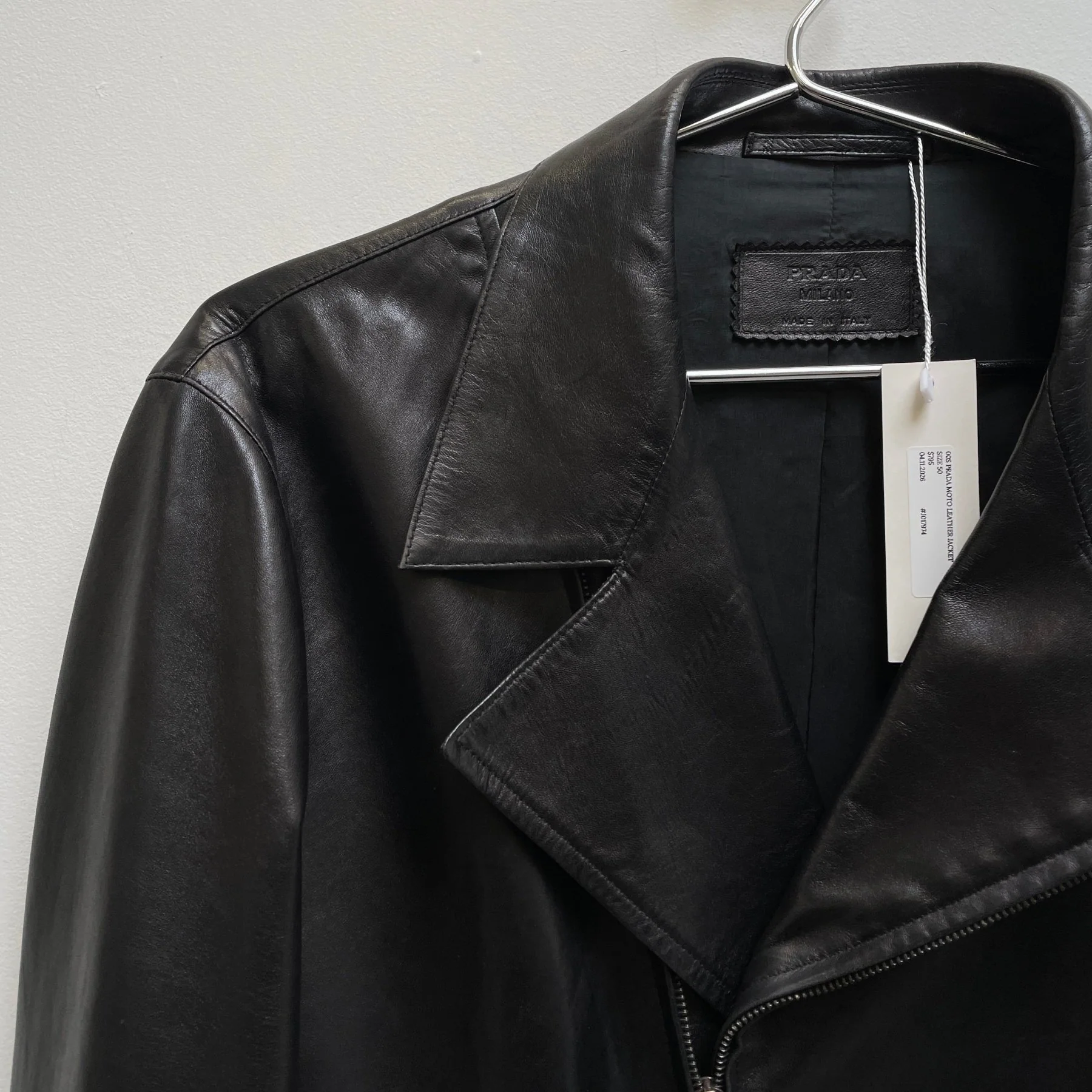 00s Prada Biker Leather Jacket - Image 4