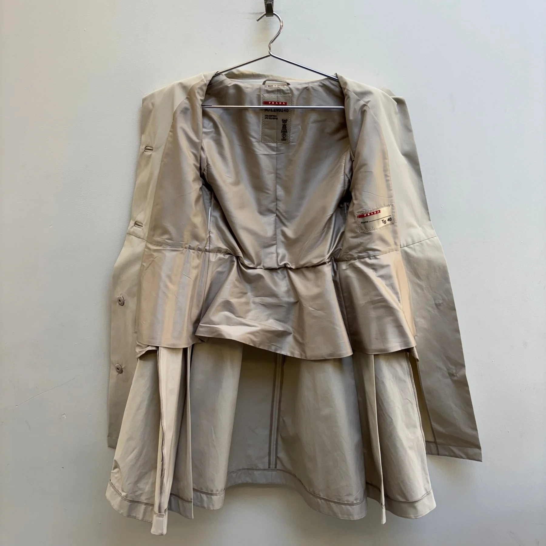 00s Prada Pleated French Trench Coat - Image 11