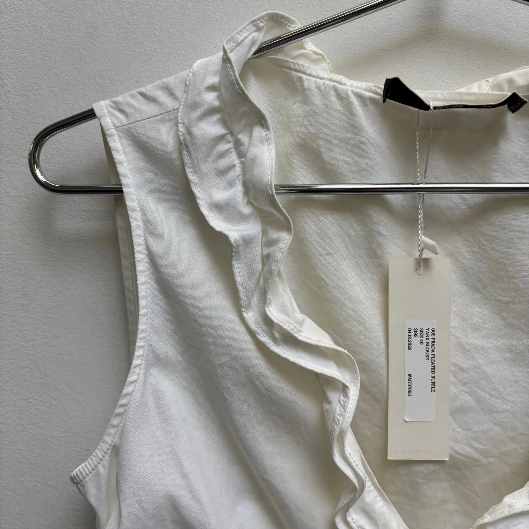 00s Prada Pleated Ruffle Tank Blouse - Image 3