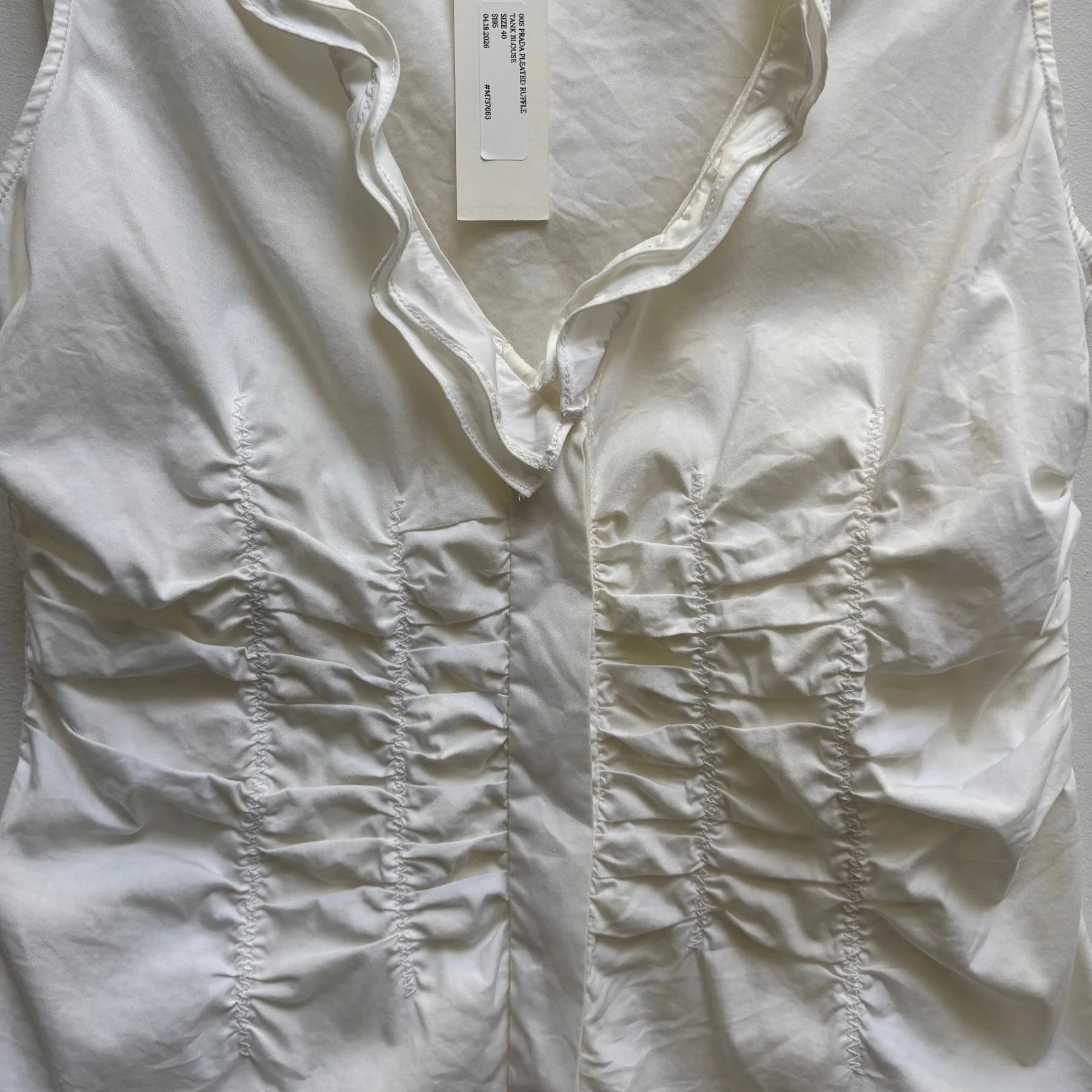 00s Prada Pleated Ruffle Tank Blouse - Image 4