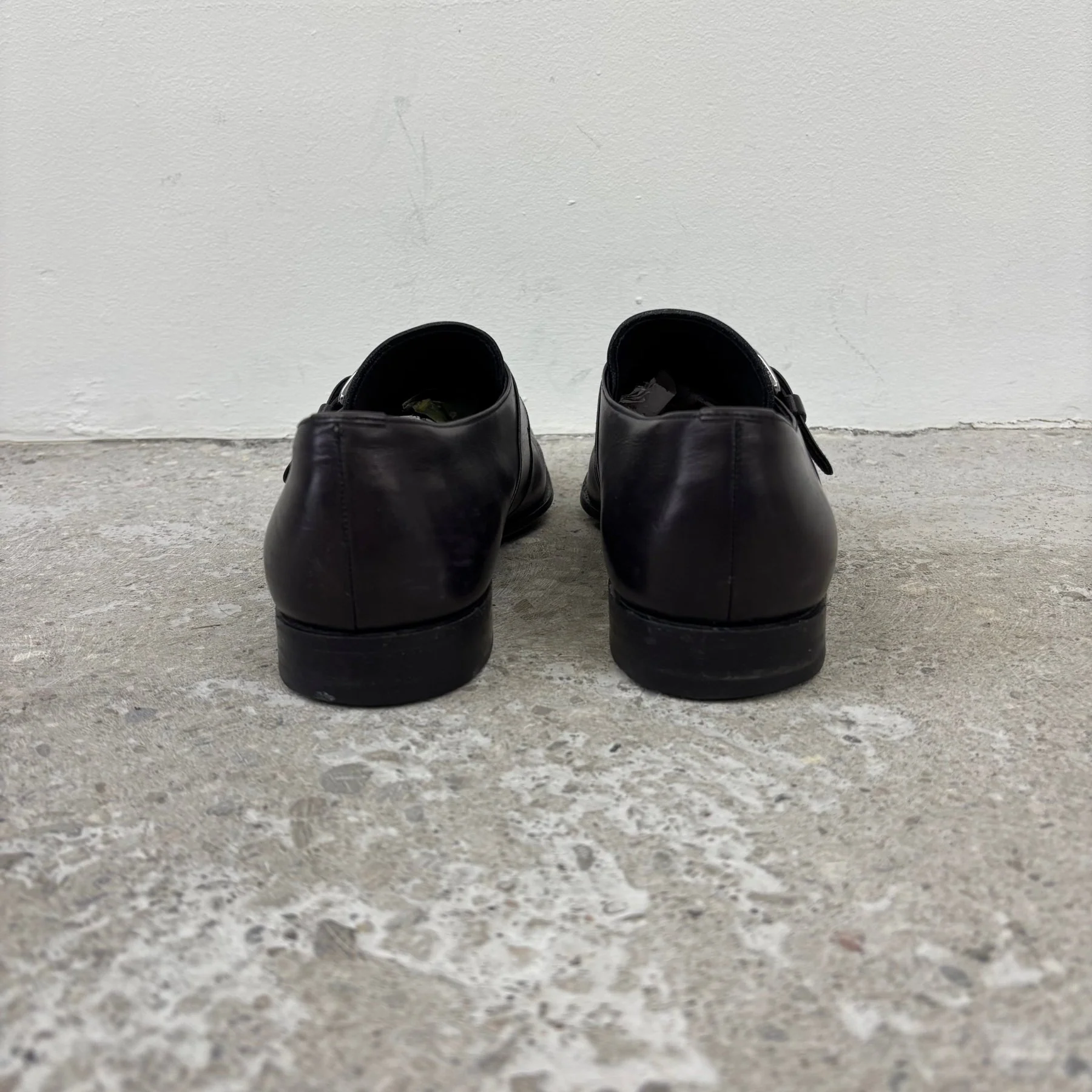 00s Prada Spazzolato Leather Monk Strap Loafers - Image 4