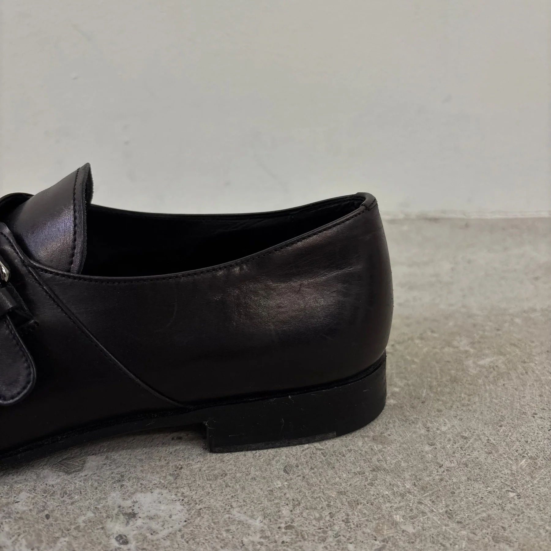 00s Prada Spazzolato Leather Monk Strap Loafers - Image 7