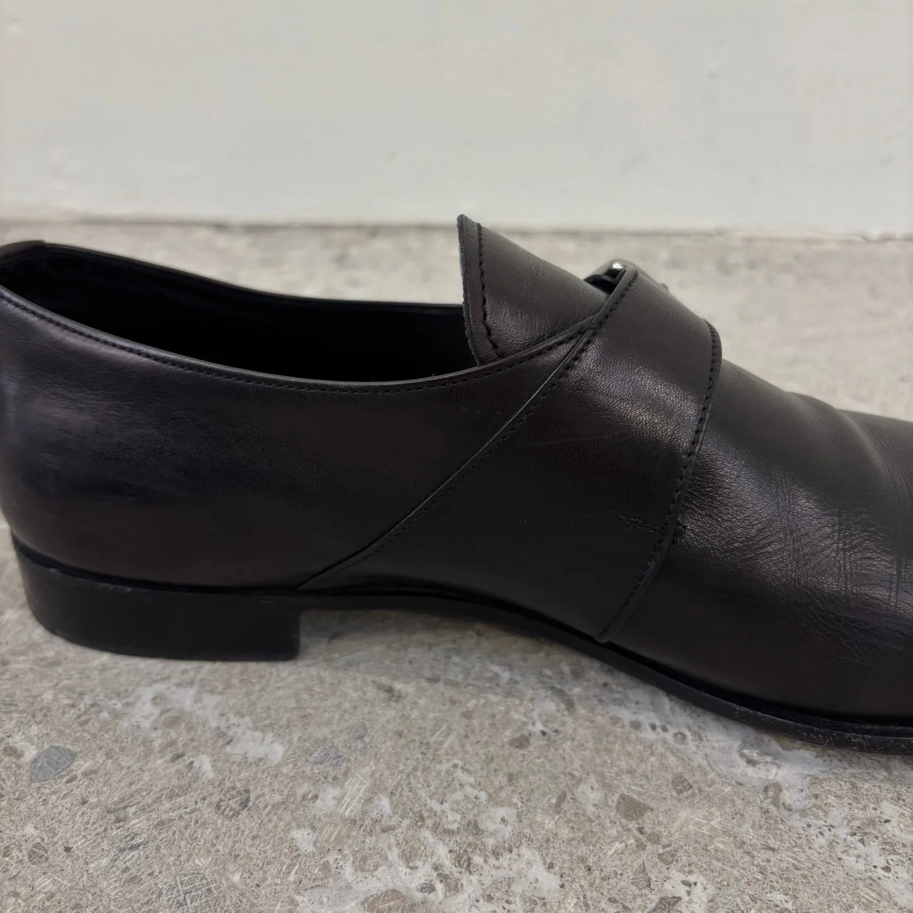 00s Prada Spazzolato Leather Monk Strap Loafers - Image 8