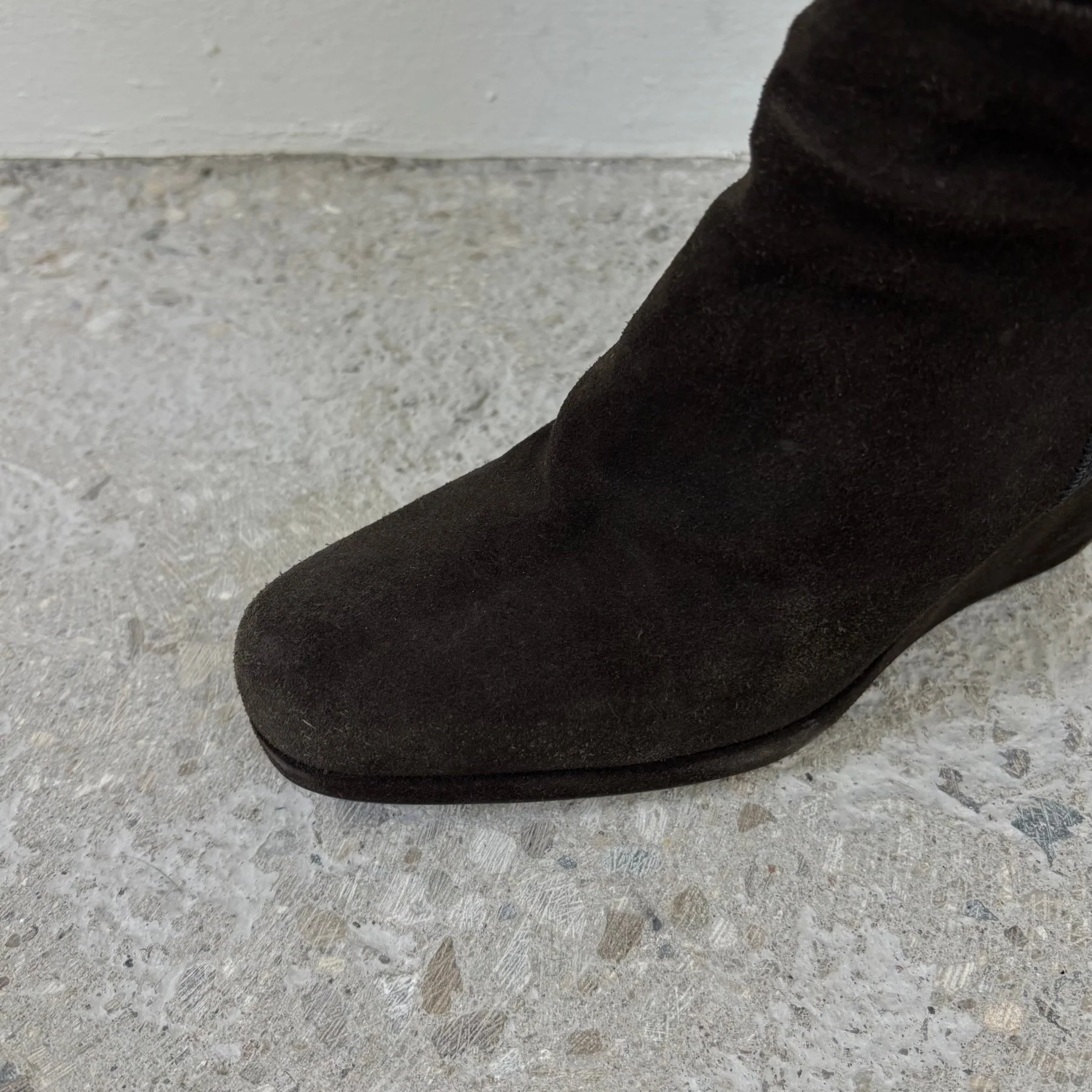 00s Prada Suede Knee High Wedge Boots - Image 7