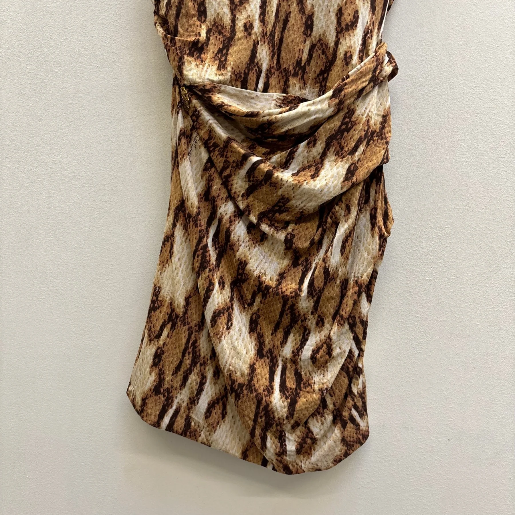 00s Roberto Cavalli Asymmetrical Animal Print Mini Dress - Image 4