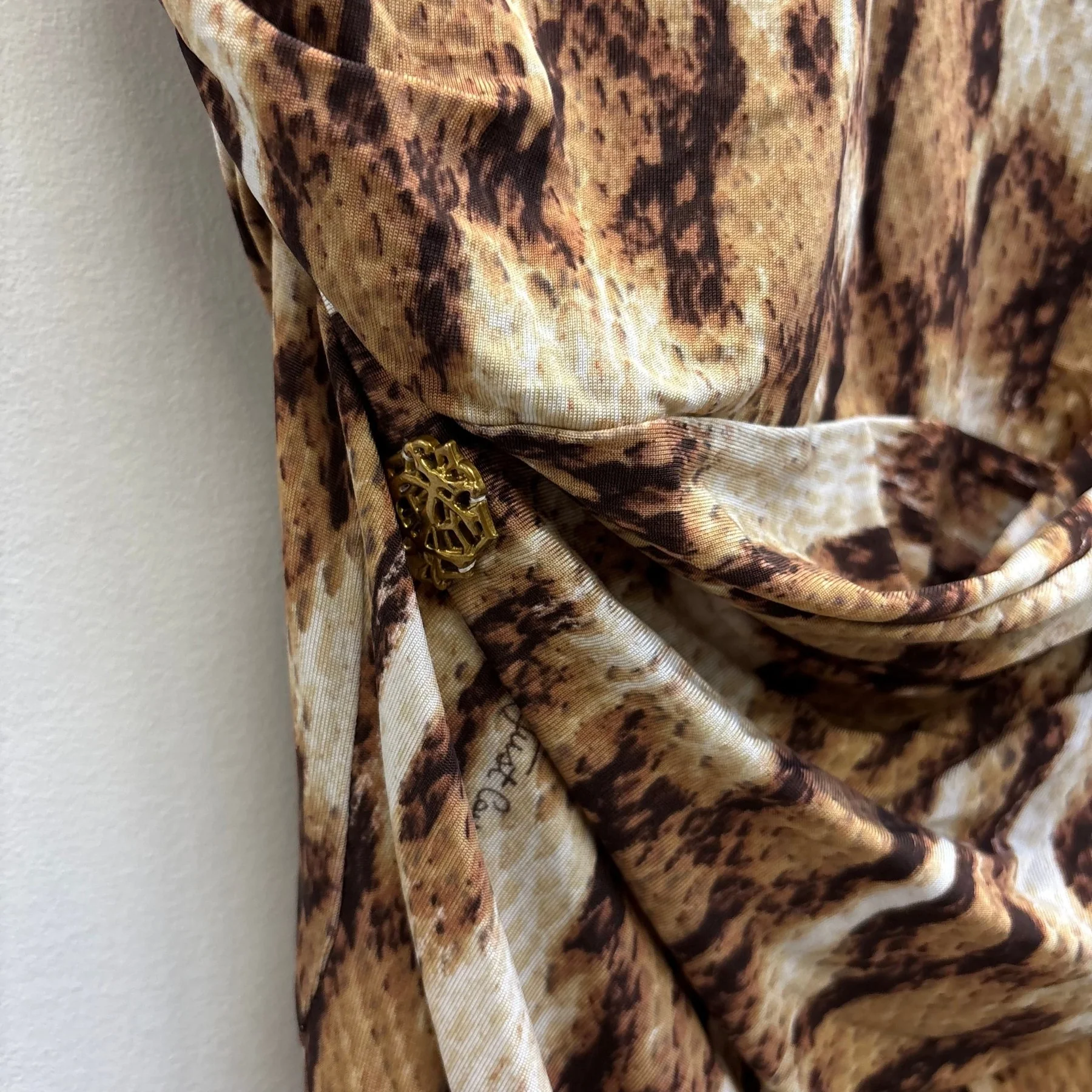 00s Roberto Cavalli Asymmetrical Animal Print Mini Dress - Image 7