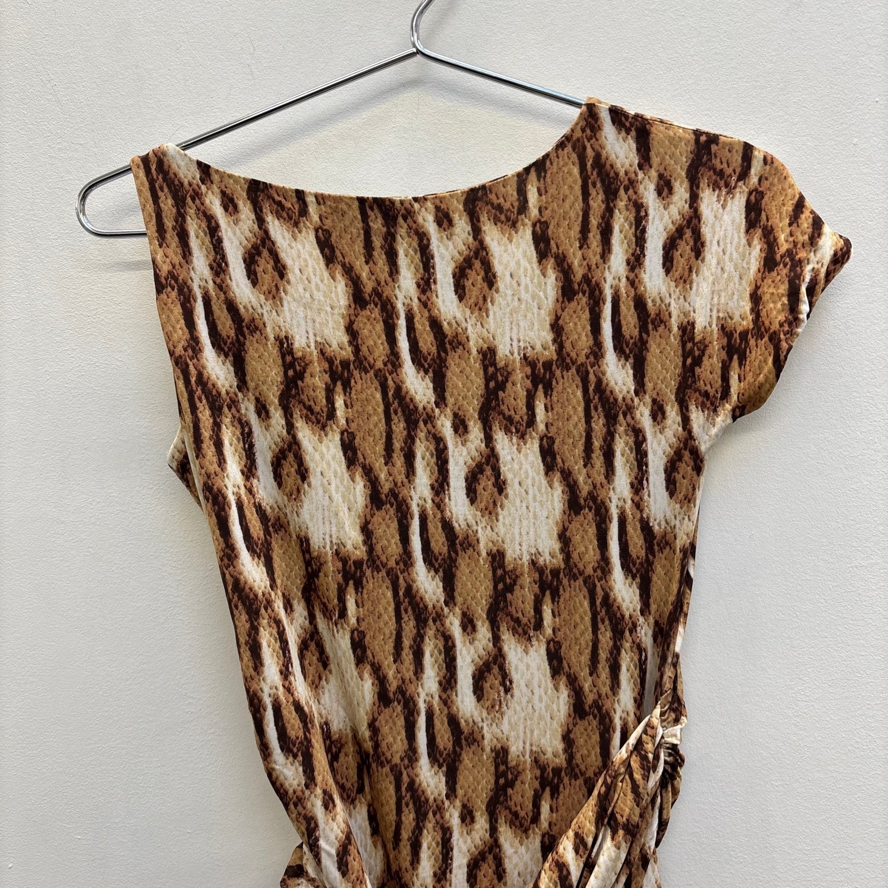00s Roberto Cavalli Asymmetrical Animal Print Mini Dress - Image 9