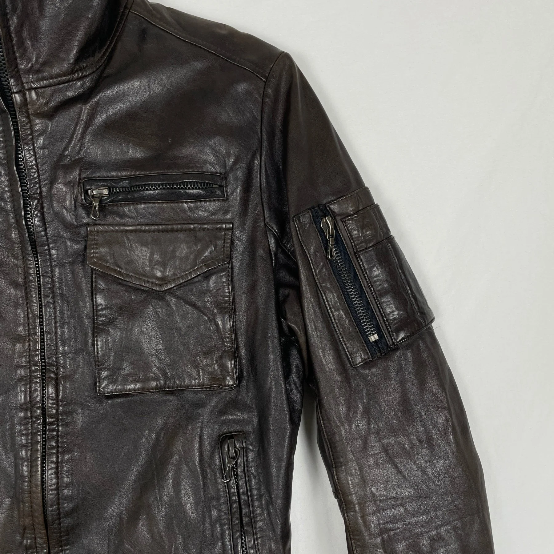 00s Shellac Cargo Pocket Leather Jacket - Image 3