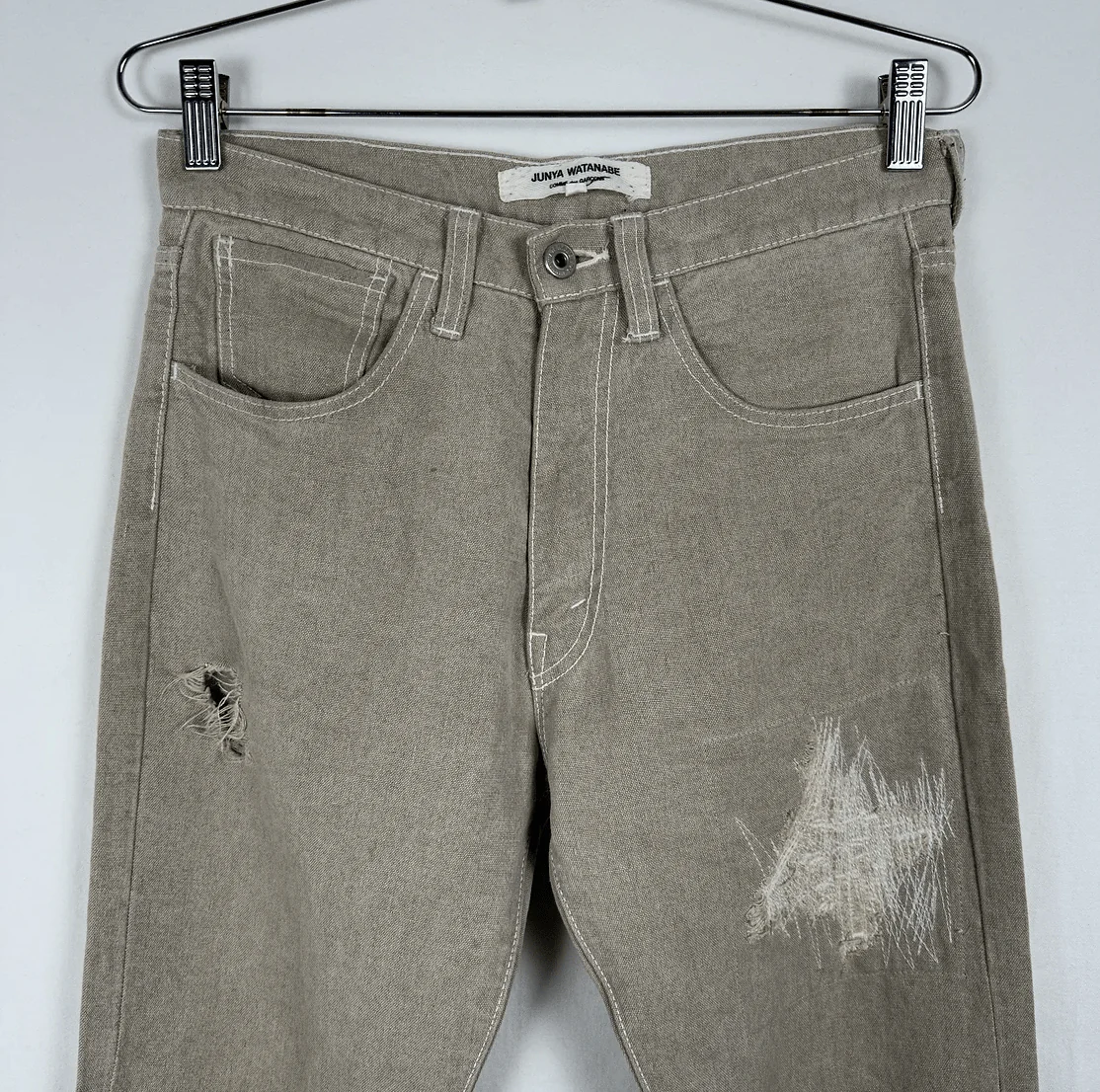 2008 Junya Watanabe Distressed Linen Trousers - Image 3