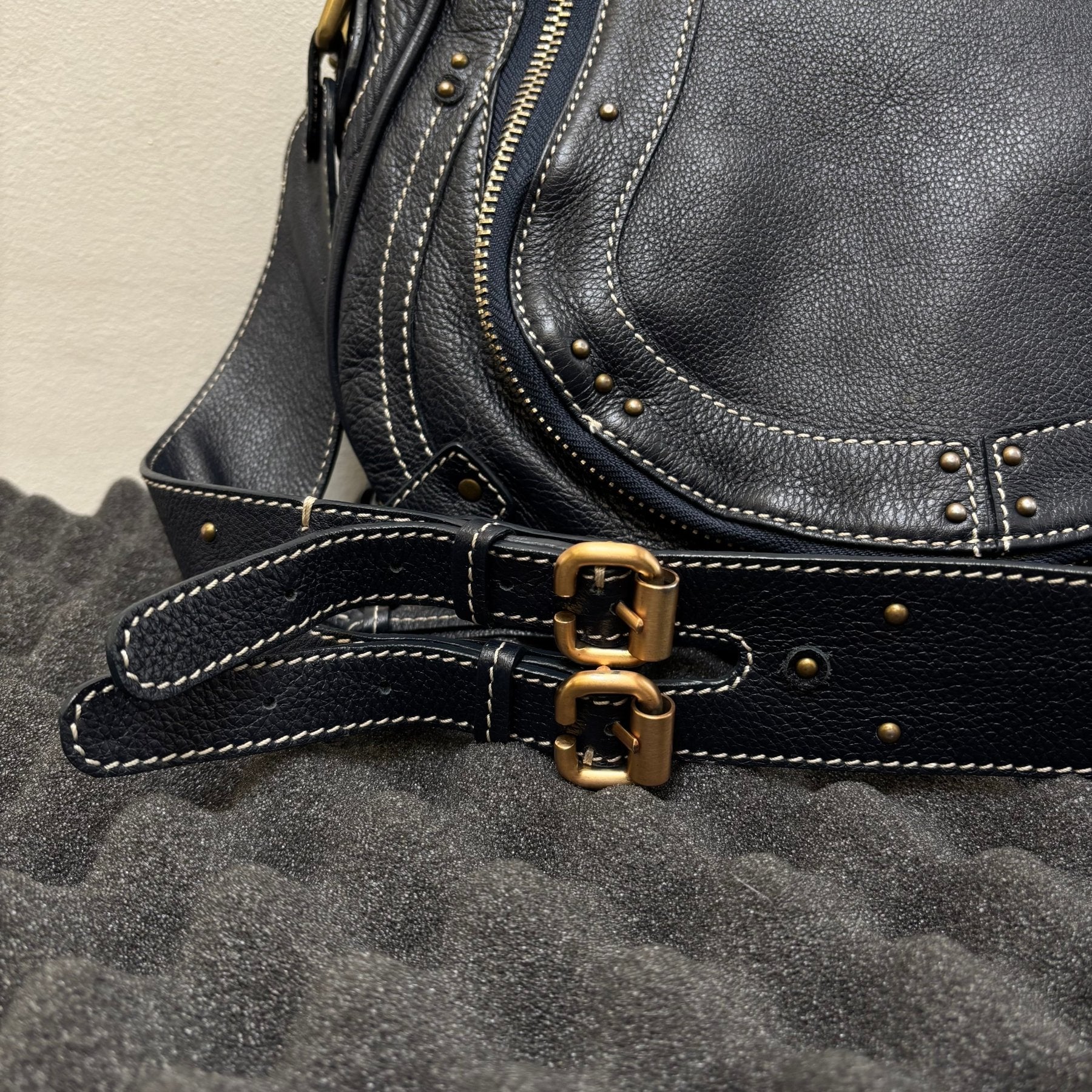 2010s Chloé Studded Leather Paraty Satchel Bag - Image 6